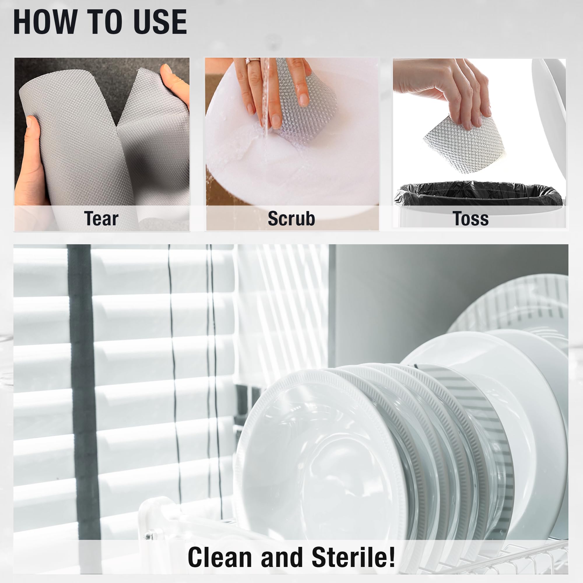 Jumuk Supplies Daily Dish Scrubber Sheet Non-Scratch Household Disposable Cleaning Sponges | Recyclable, Eco-Friendly & Perfect for Kitchen, Home Cleaning and Outdoor Use (1, Navy)