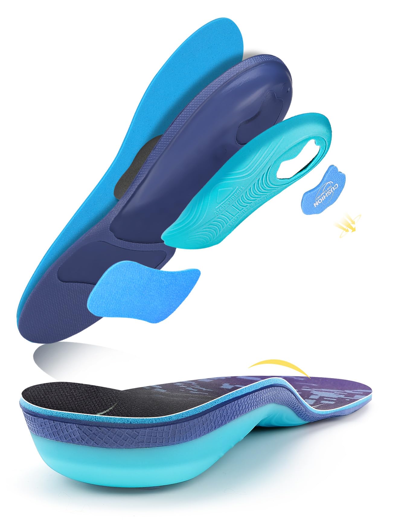 PCSsole Arch Support Inserts Women & Men - Shoe Inserts for Plantar Fasciitis Relief - Orthotic Insoles Standing All Day - for Flat Feet - Arch Pain - Heel Pain - Comfortable Boot Insoles for Working