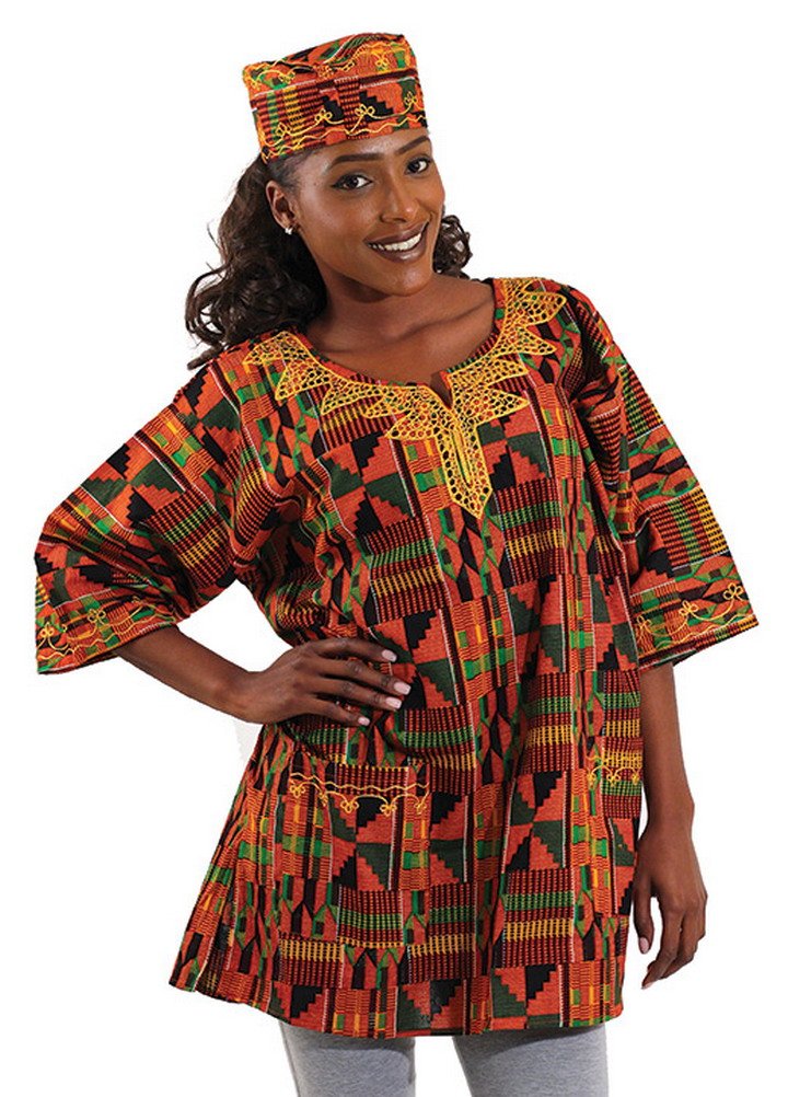 African Inspired Fashions Unisex Kente Dashiki - Available in Several Patterns, Kente Pattern 2