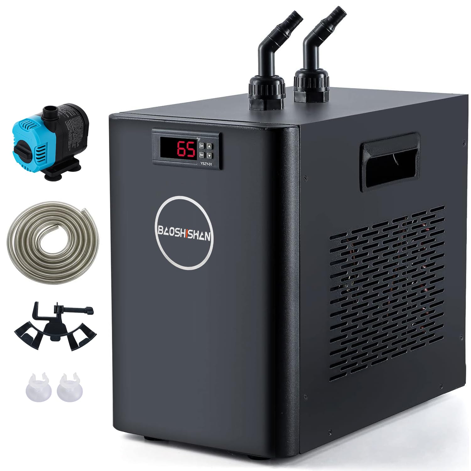 BAOSHISHAN Aquarium Chiller 42gal 1/10 HP Water Cooler Fish Tank Chiller Special Quiet Design Refrigeration Compressor for hydroponics Water weeds Jellyfish Coral Crystal Shrimp (42gal/160L)