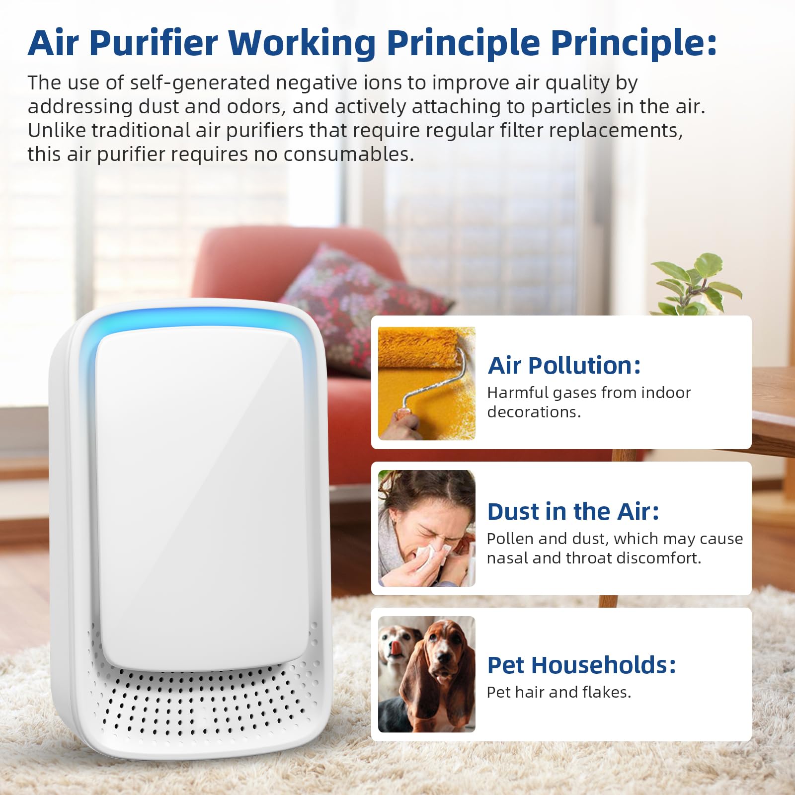 Plug In Air Purifier 4 Pack: Air Ionizer for Home,Negative Ion Generator - Quiet Operation - Air Freshener for Bedroom, Office, Kitchen,Odor,Smoke Dust,Mini Air Cleaner (4)