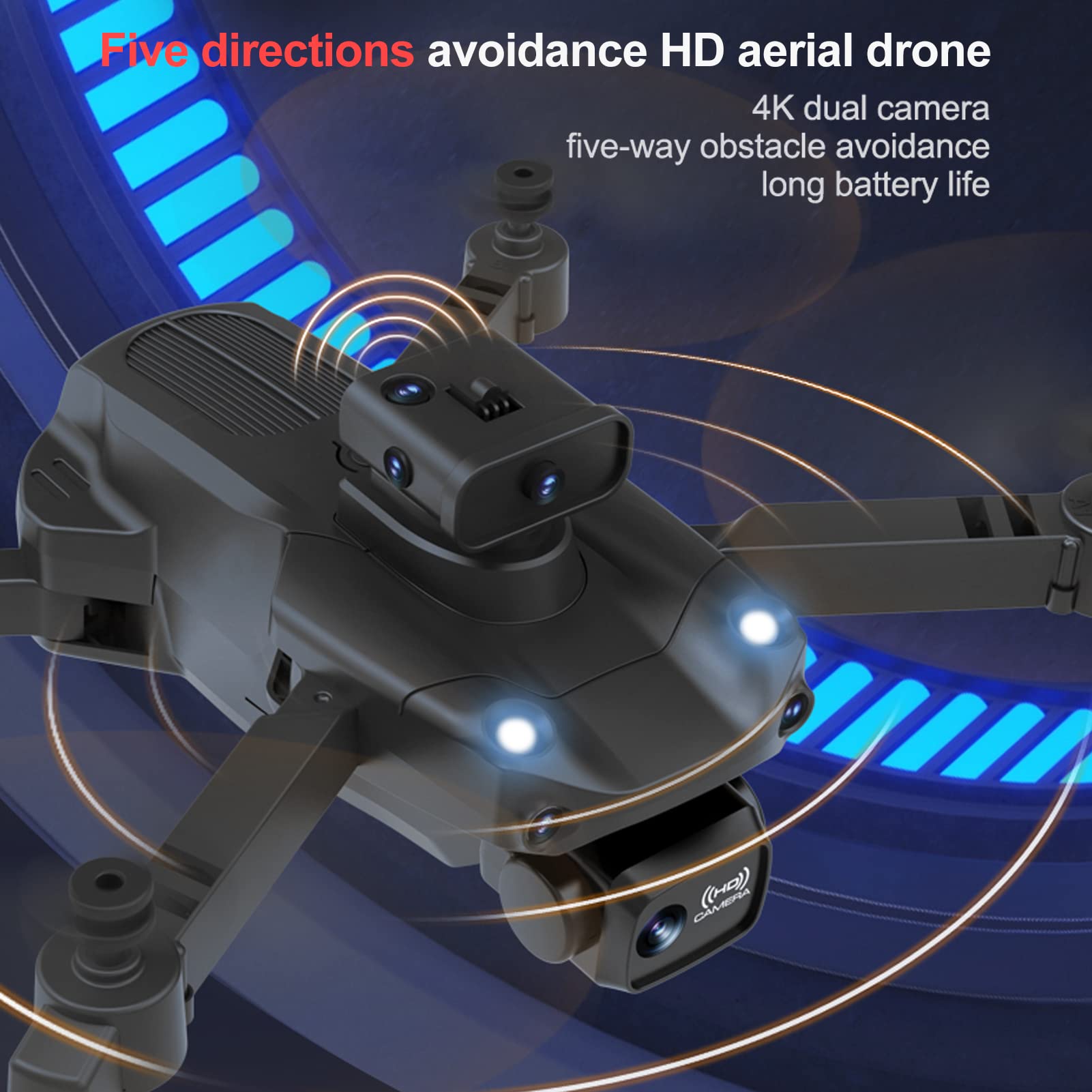 GoolRC Remote Control Drone with Daul Camera 4K 5-Sides Obstacle Avoidance 5GWIFI FPV Foldable Quadcopter with Storage Bag