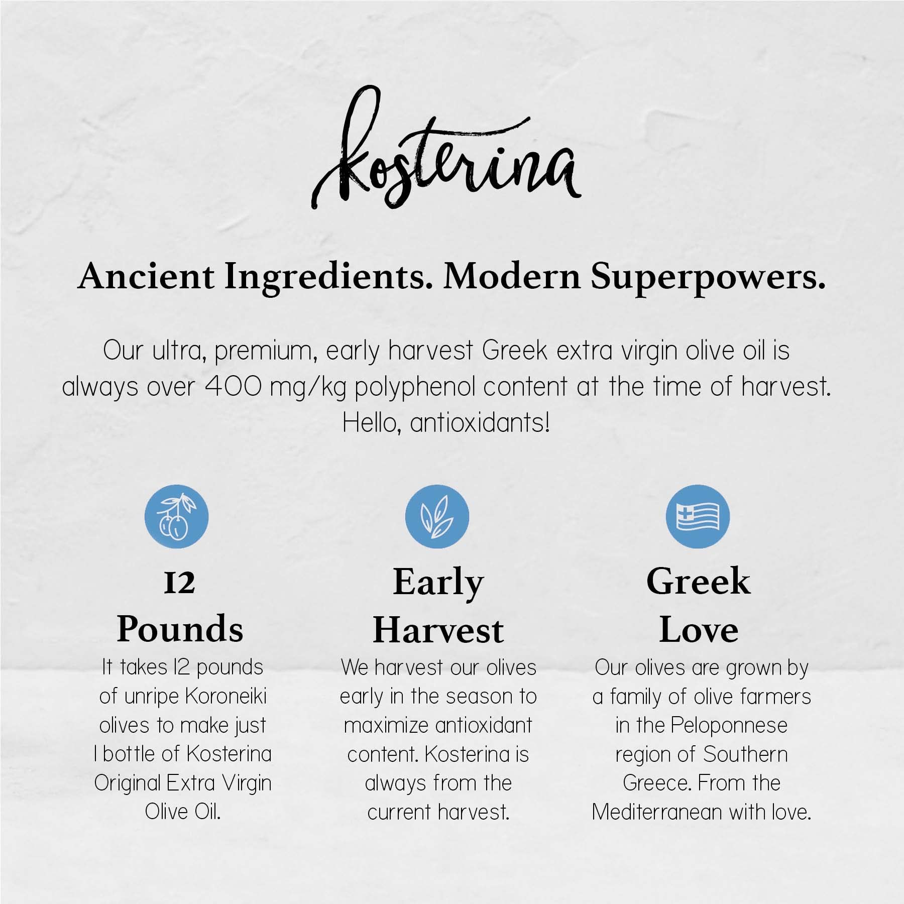 Kosterina - Greek Herb & Lemon Olive Oil, Cold-Pressed EVOO, Made from 100% Pure Early Harvested Koroneiki Olives, Authentic Mediterranean Flavors, Incredible Superfood, Smooth & Fresh Taste (12.7 oz)