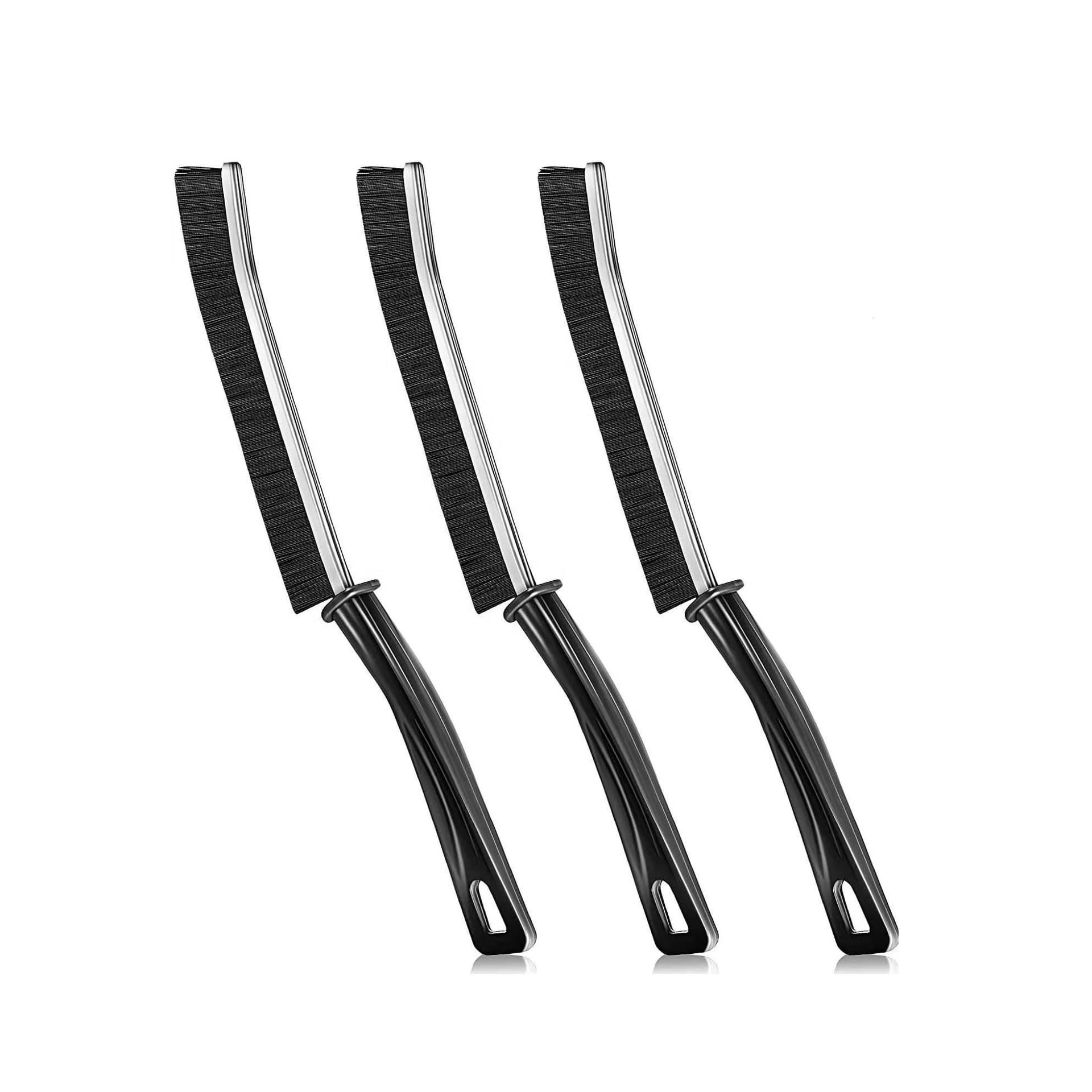 Hard Bristle Crevice Cleaning Brush - Multifunctional Gap Cleaning Brush, Cleaning Tools for Household Use, Home, Kitchen, Bathroom, Window, Vehicle, Faucets, Toilet, Grout (Black Handles)