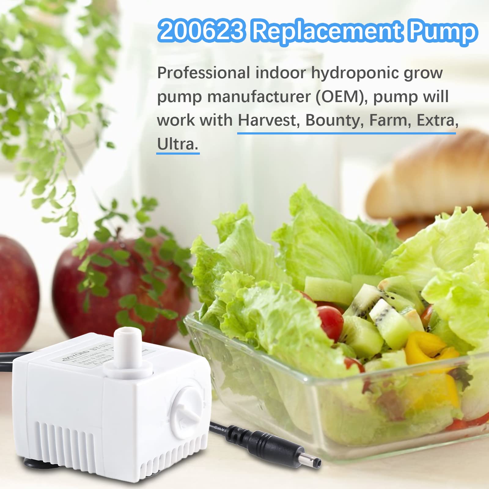 200623 Aero-Garden Pump with 20 Filters, Ultra Quiet Pump Fit for Harvest Elite, Bounty, Farm, Extra, Ultra Hydroponics System
