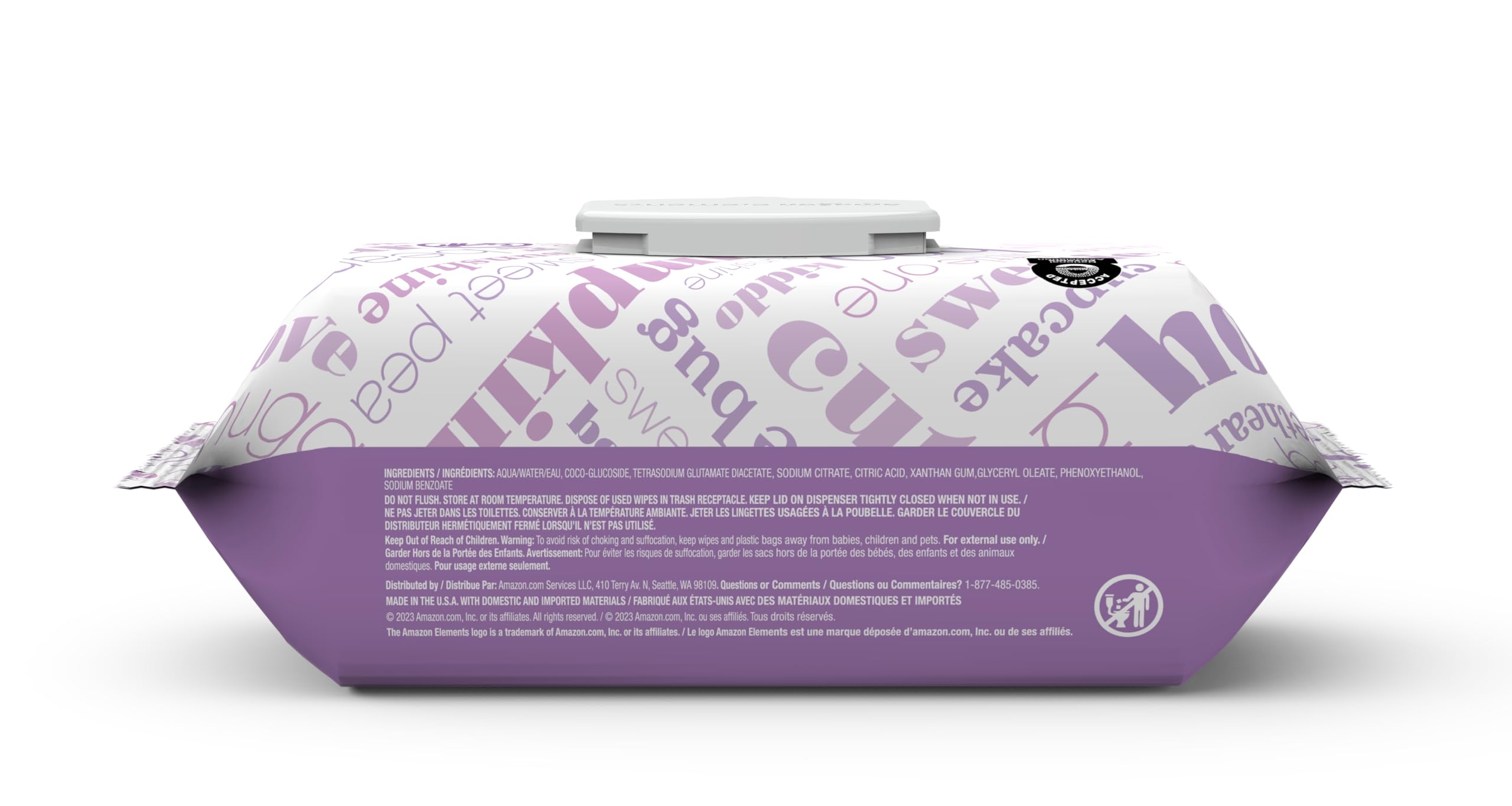 Amazon Elements Baby Wipes, Sensitive, 810 Count, Flip-Top Packs, Pack of 9