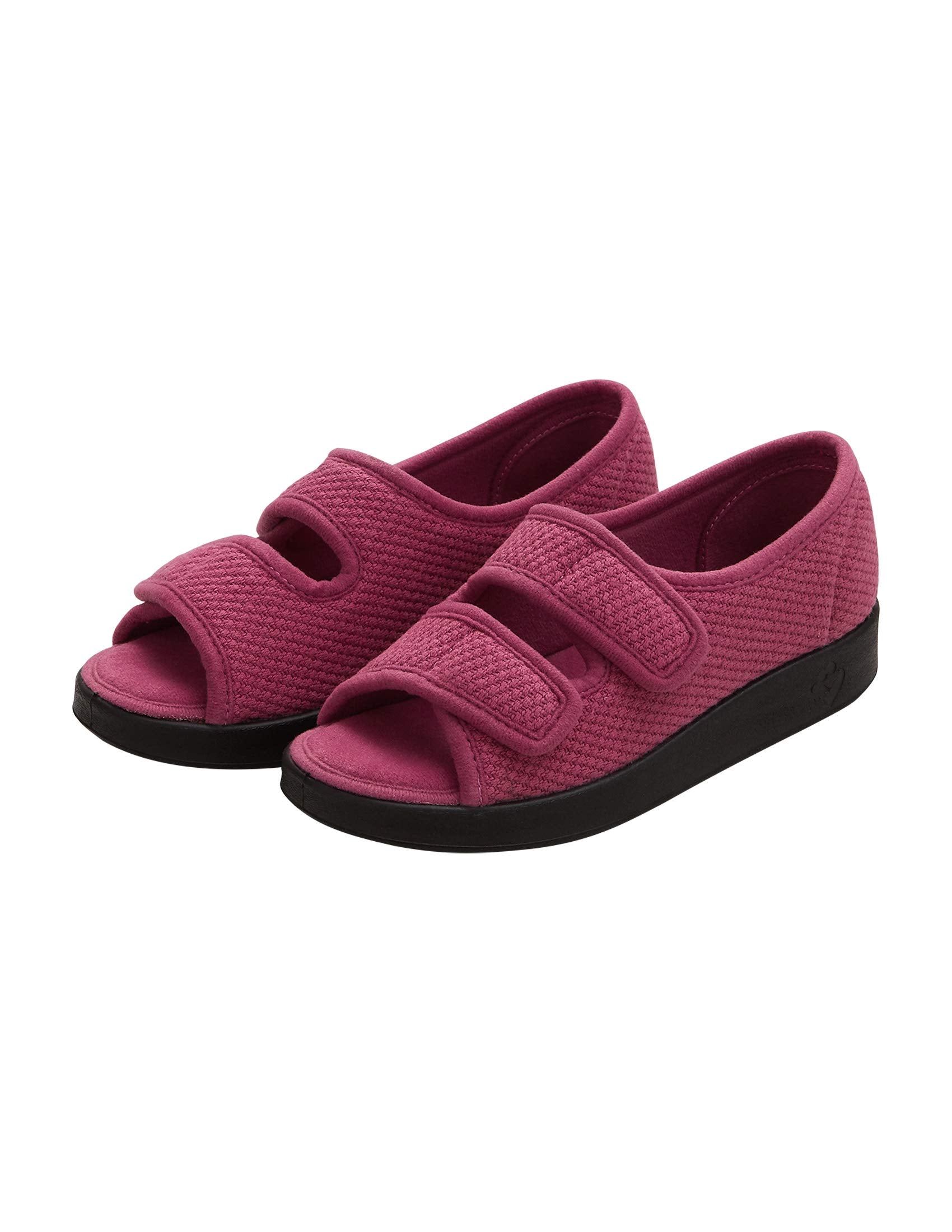 Silverts Womens Easy Closure Open Toed Sandals - Indoor & Outdoor Rose Petal/Black 10 B - Medium