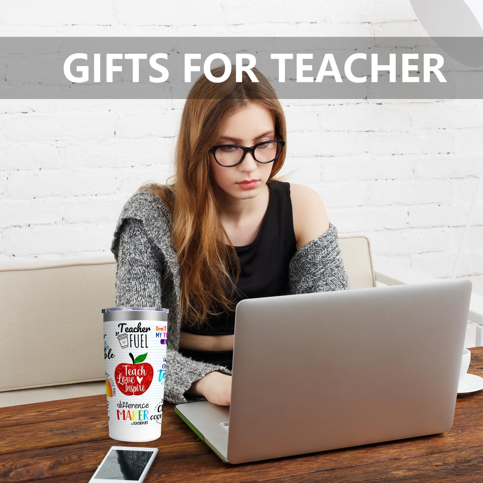 MFGNEH Teacher Gifts for Women, Men, Teacher Appreciation Gifts from Students, Teacher Christmas Gifts, Teacher Birthday Gifts, Back to School Gifts, 20 oz Travel Tumbler Coffee Cup