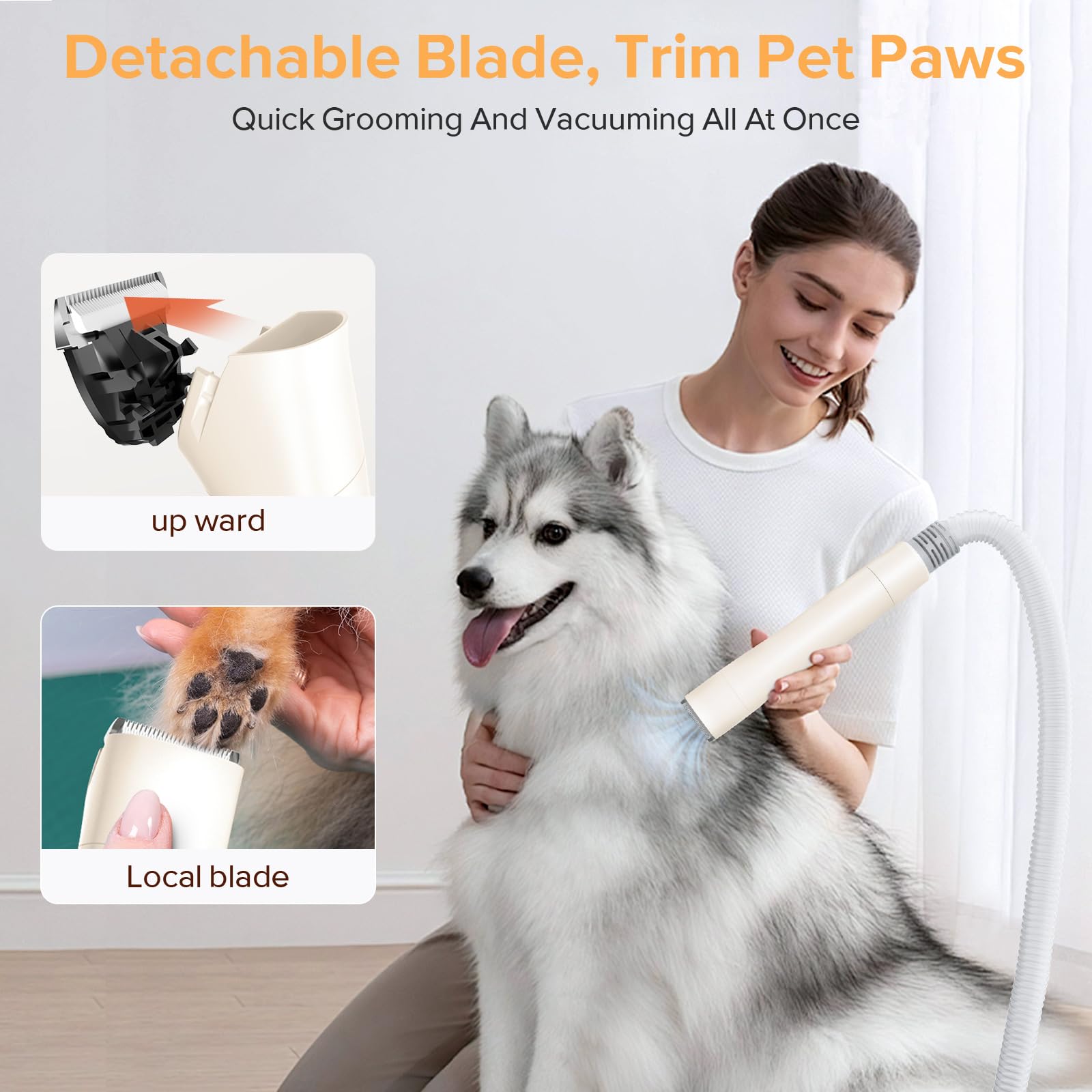 GROMCLIP Pet Grooming Kit with 1.8L Vacuum for Dog Hair Removal, Powerful Suction for Shedding Pets, Quiet Operation, 6 Tools & 4 Combs Included