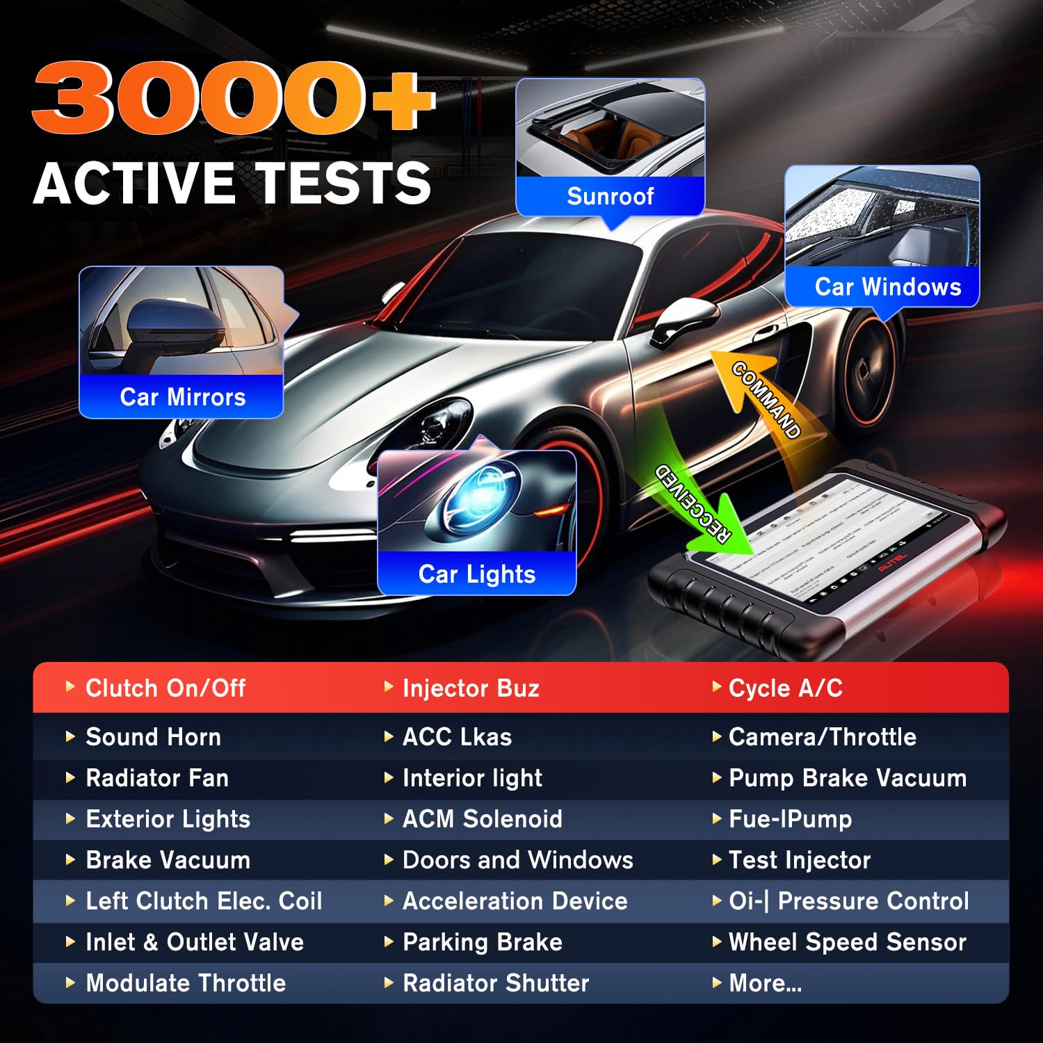 Autel MaxiCOM MK808BT PRO: 2025 Bidirectional Tool Up of MK900/ MX900/ MK808S/ MK808BT/ MaxiCheck MX808S/ MK808Z, 3K+ Active Tests as MK900BT, OE Full Sys, 28+ Services, OS 11, FCA SGW, Support BT506