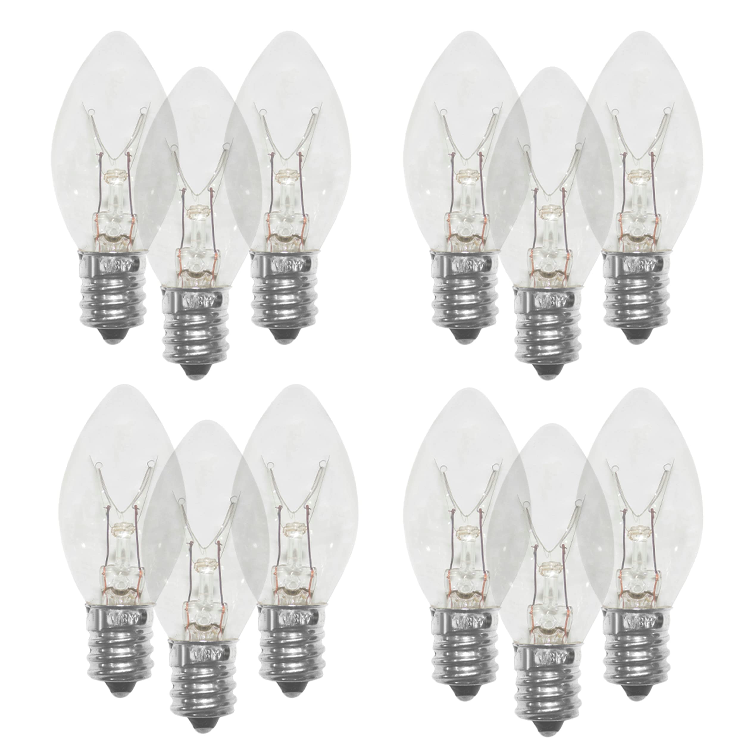Himalayan Glow Salt Lamp Light Bulbs - Night Light Bulbs - 15 Watt Light Bulbs for Lamp - E12 Incandescent Bulbs - High Temp Resistance