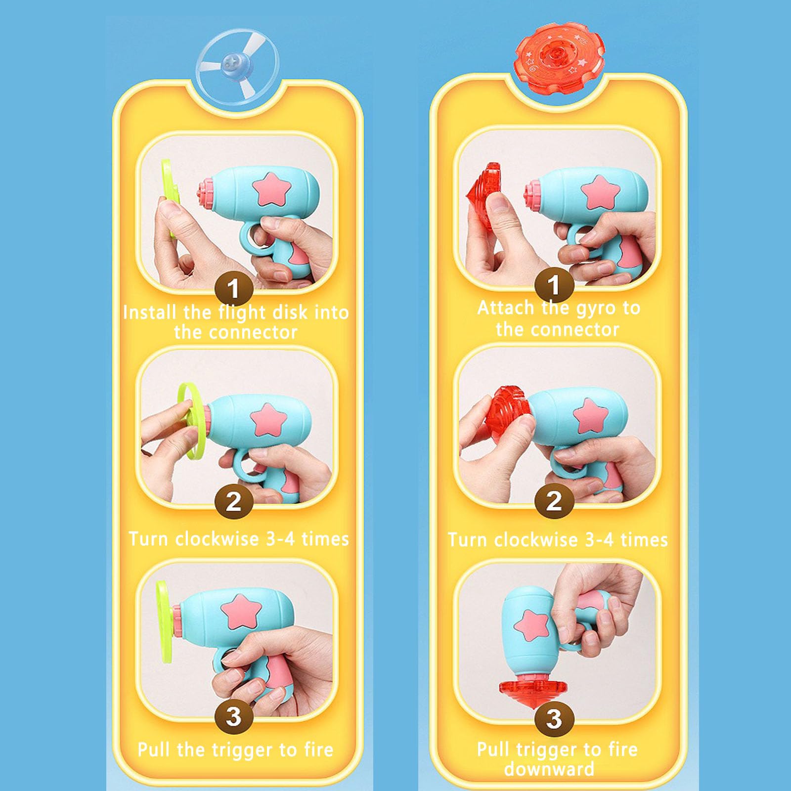 Vilbocr Flying Disc Launcher Toy,Fun and Easy-to-Use Outdoor Toys Outside Yard Games Kids 3-8,1 Flying Saucer & 6 Discs and Gyroscope(2 Glow in The Dark),Launch up to 32 ft (Green)