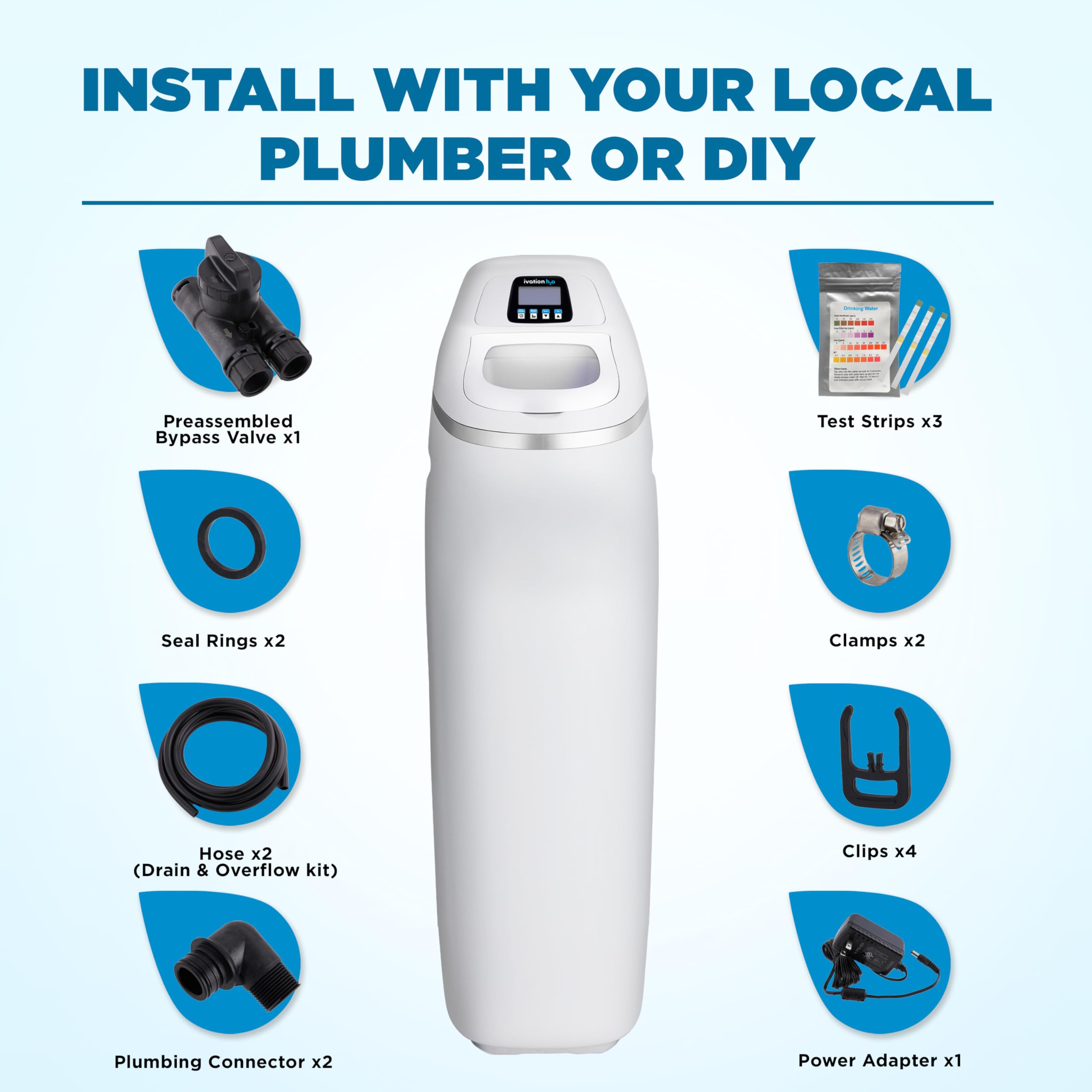 Ivation H2O 40,000 Grain, Water Softener System, Water Softner, with Patented Ceramic Discs, Automatic Whole House Soft Water Regeneration Reduces Magnesium & Hard Minerals & Improves Water Quality