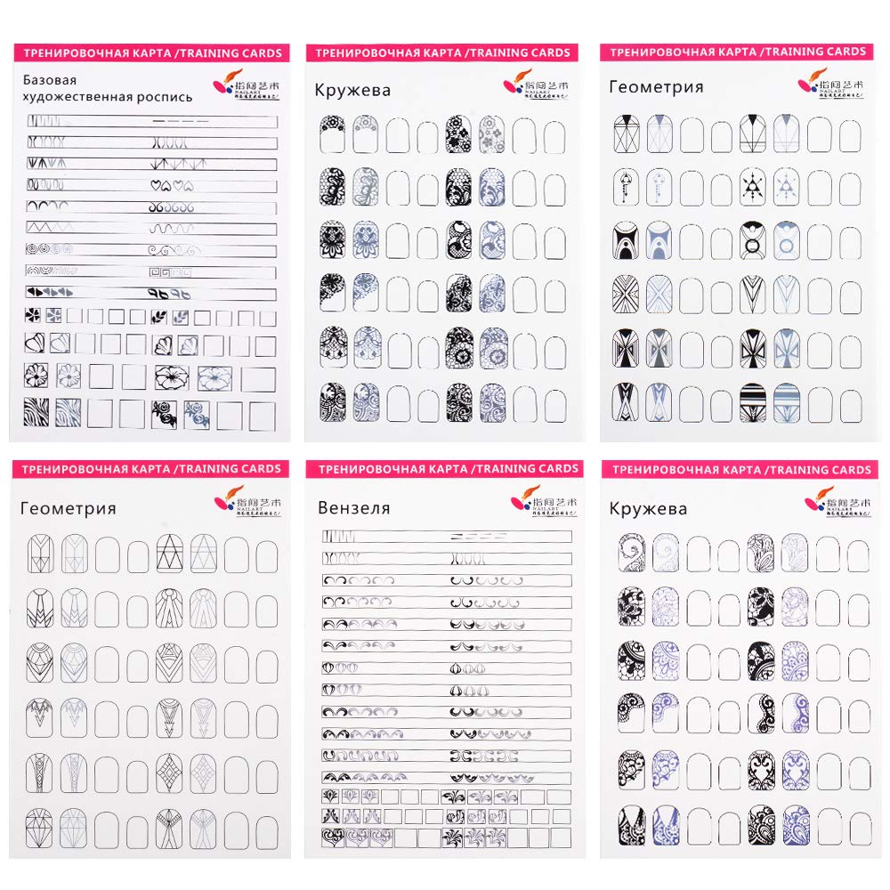 Acrylic Nail Art Practice With 3pc Nail Liner Pen 180pcs Nail Wipes Lines Drawing Painting Template Learning Book Easy To Clean Can Be Reused Manicure Tools For Beginner