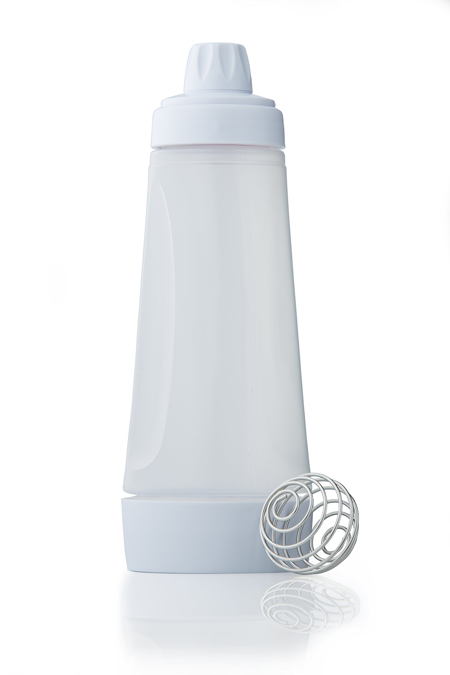 Whiskware Pancake Bottle, Batter Dispenser and Mixer with BlenderBall Wire Whisk for Cupcakes, Muffins, Crepes, Breakfast Art, and More, White
