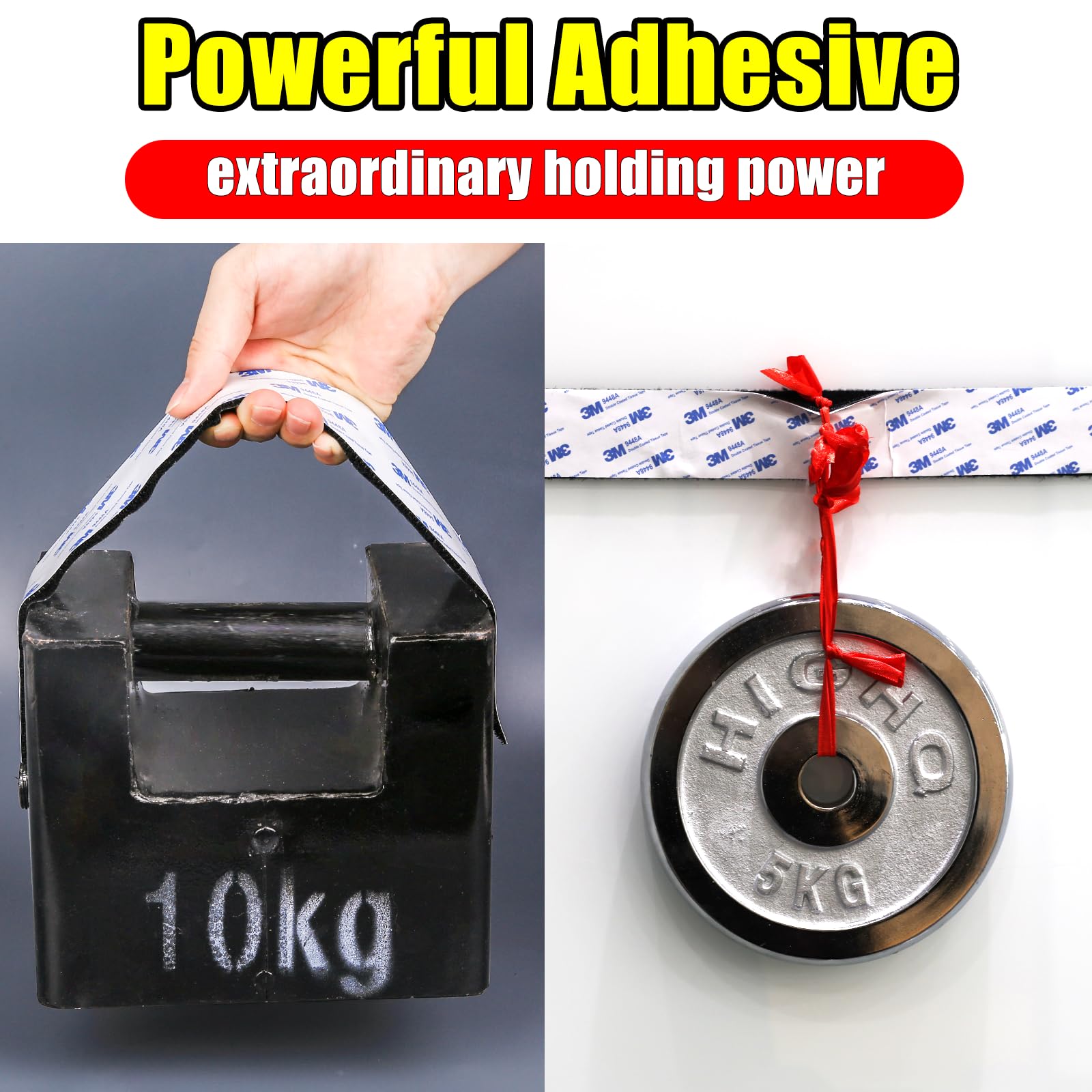 PHIXBEAR 2" x 8.2' Industrial Strength Hook and Loop Tape, Made of 3M Adhesive Backed Heavy Duty Strips for Couch Cushions, Wall Mounting, Home & Office – Black