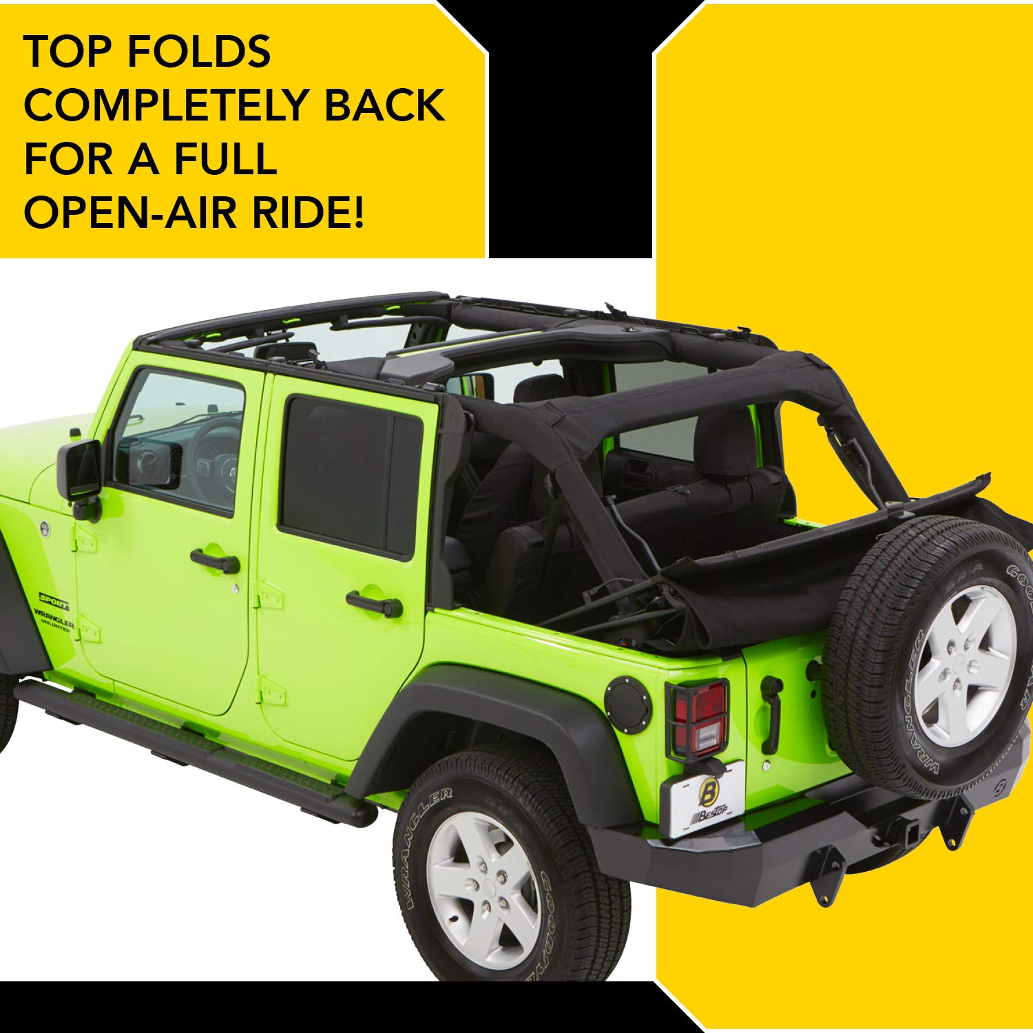 Bestop 54923-17 Black Twill Trektop NX Glide Convertible Soft Top 4-Door