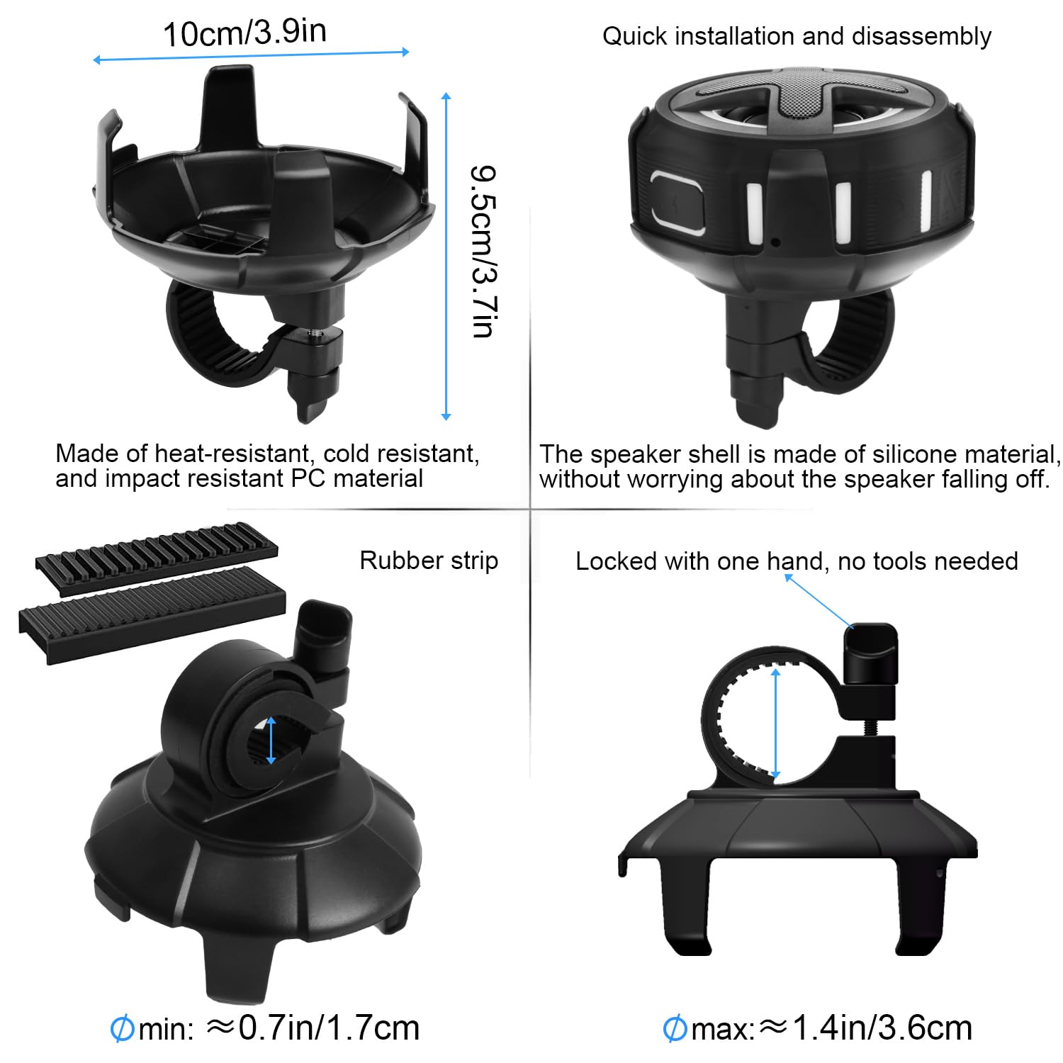 XLEADER Portable Bluetooth Speaker with Handlebar Mount for Bike Motorcycle, Certified IPX7 Waterproof, Small Wireless Speaker with Lights,Clip,Mic,Bassup,2000mAh, Bike Bicycle Accessories,for Riding