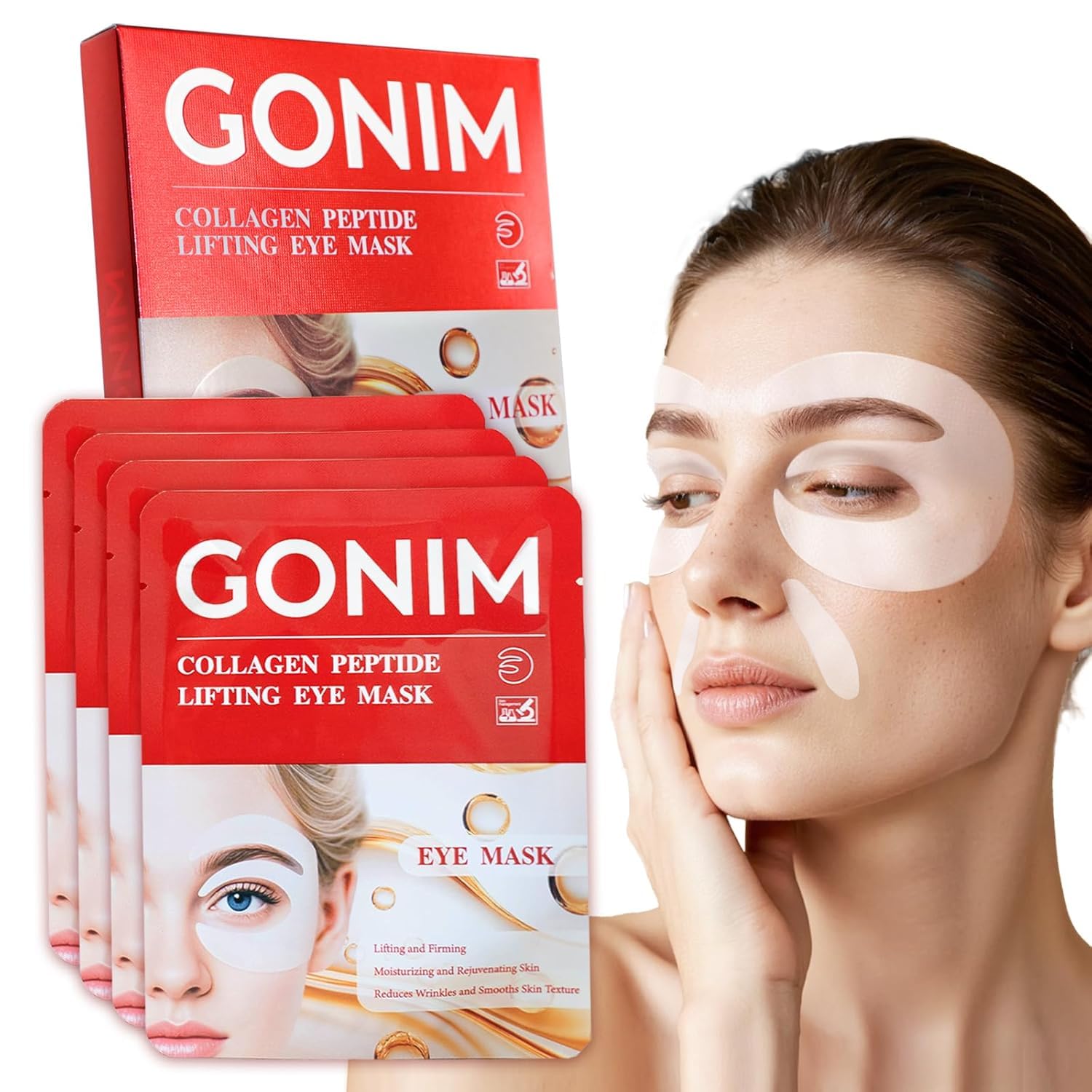 GONIM Under Eye Patches 360° Fit, Eye Mask with Collagen Peptide, Salmon DNA PDRN, Caffeine,Retinol & Niacinamide, PDRN Eye Patches for Puffy Eyes and Dark Circles, Gifts for Women, Hydrating 4 pairs