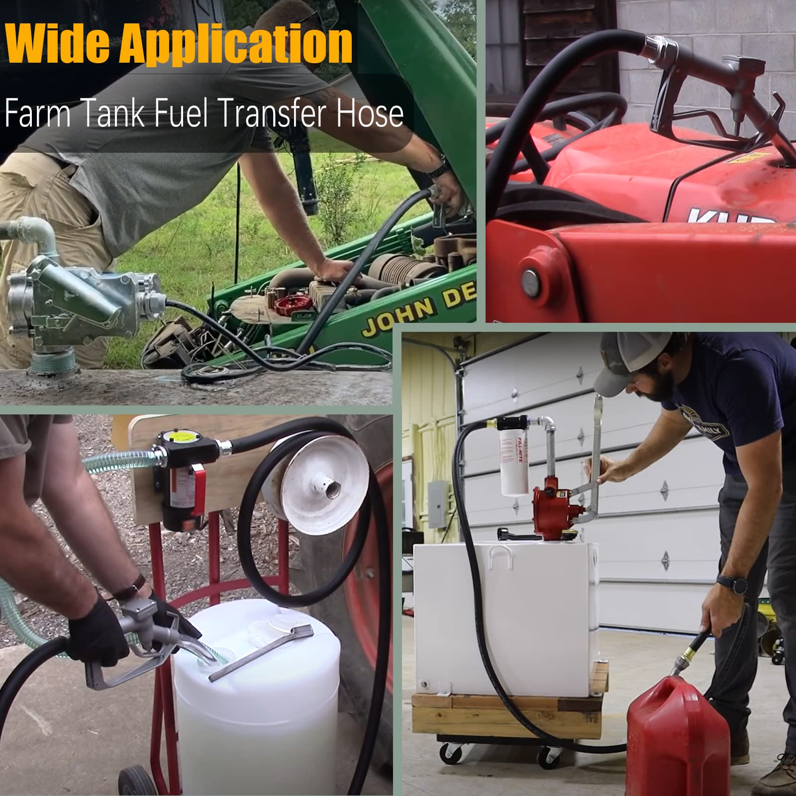 Fuel Transfer Hose, Fuel Hose 3/4" x 20' (6 m), 3/4 Fuel Hose 20 ft, Fuel Pump Hose 3/4 Inch, for Dispensing Diesel Fuel, Gasoline, Grease, Kerosene, Petroleum Oils - 3/4 Transfer Hose,Farm Fuel Hose