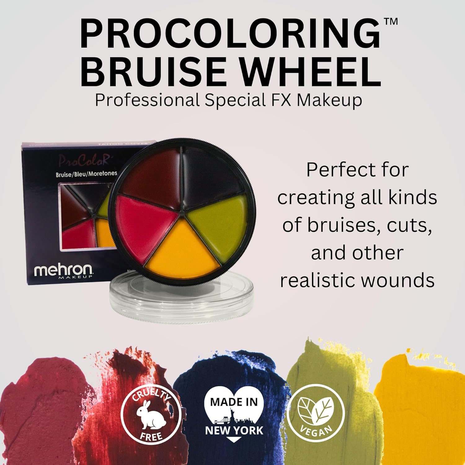 Mehron Makeup ProColoRing Bruise 5 Color Wheel for Special Effects & Movies | Bruise Makeup Kit | SFX Paint | Halloween Special Effects