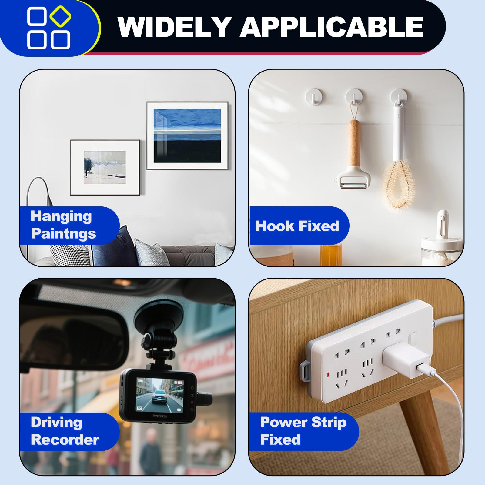 PHIXBEAR 0.12" Thick Strong Double Sided Adhesive Pads Made of 3M, 1.57 x 2 Heavy Duty Sticky Mounting Foam Tape, Heat & Weather Resistant for Car & Home Décor 60 Pcs