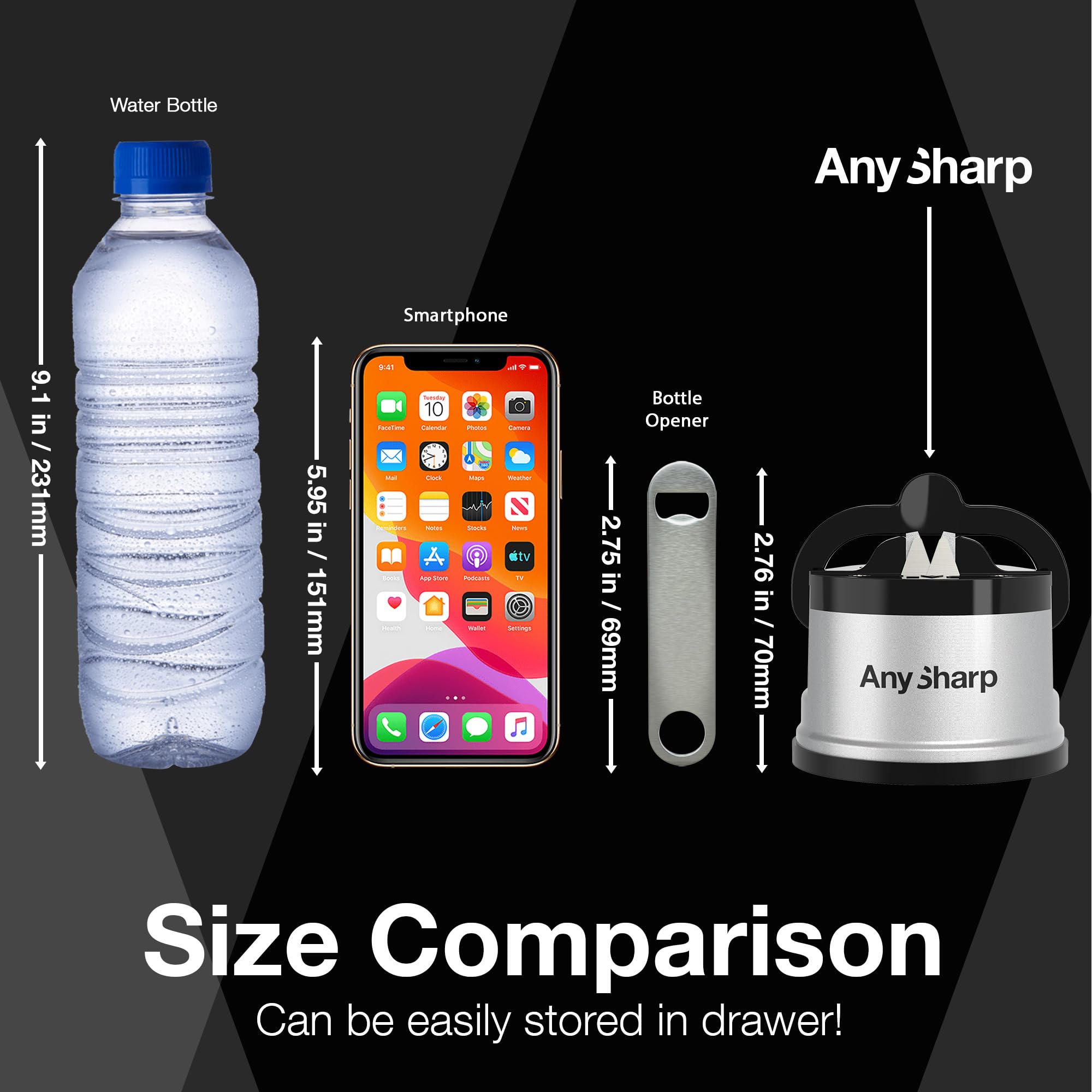 AnySharp Global Knife Sharpener, One Size, Silver