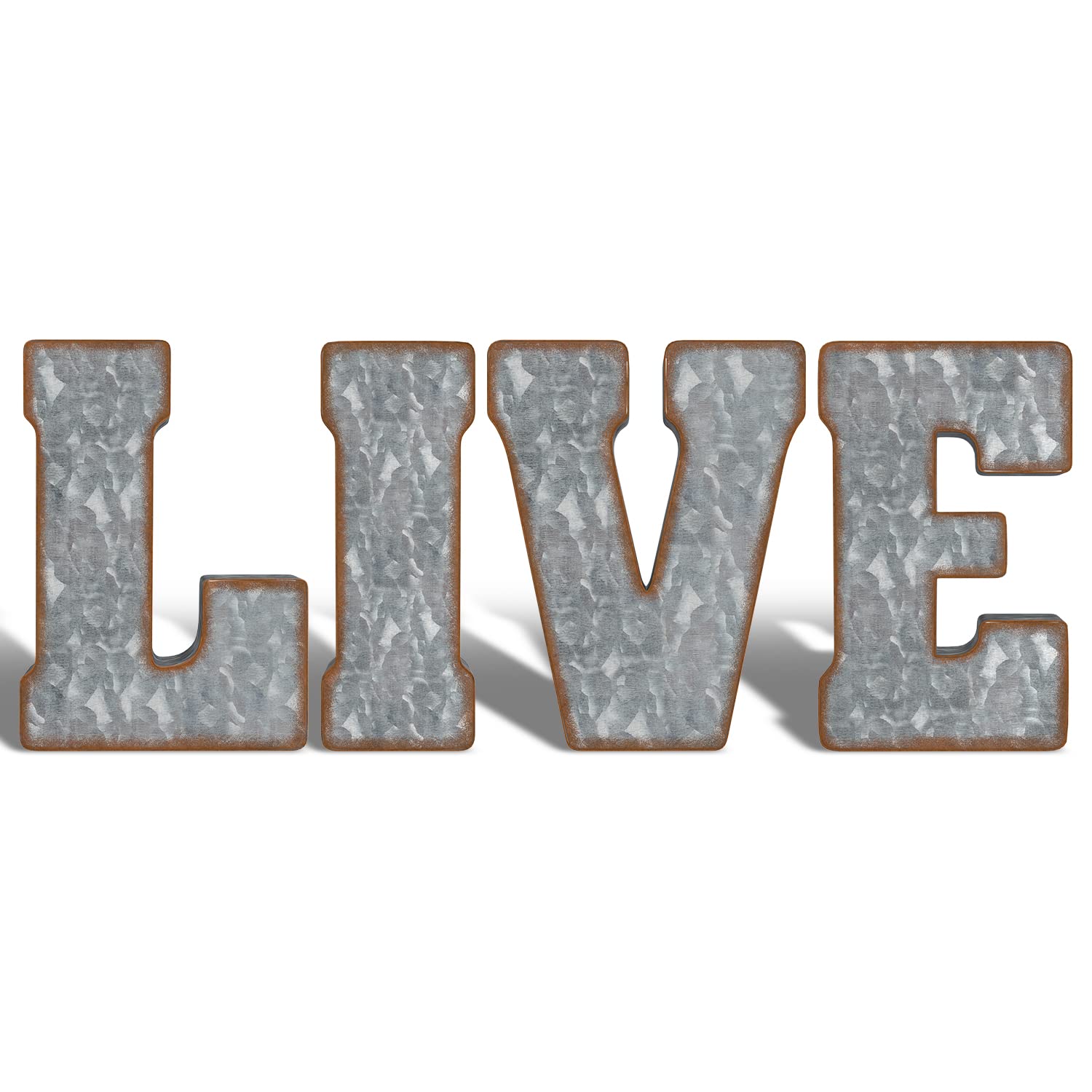 CraftyCrocodile Galvanized Metal Letters for Wall Decor - 3D Phrase Live for Hanging or Freestanding - Unique Blend of Rustic, Vintage, Western, and Industrial Styles, Bundle