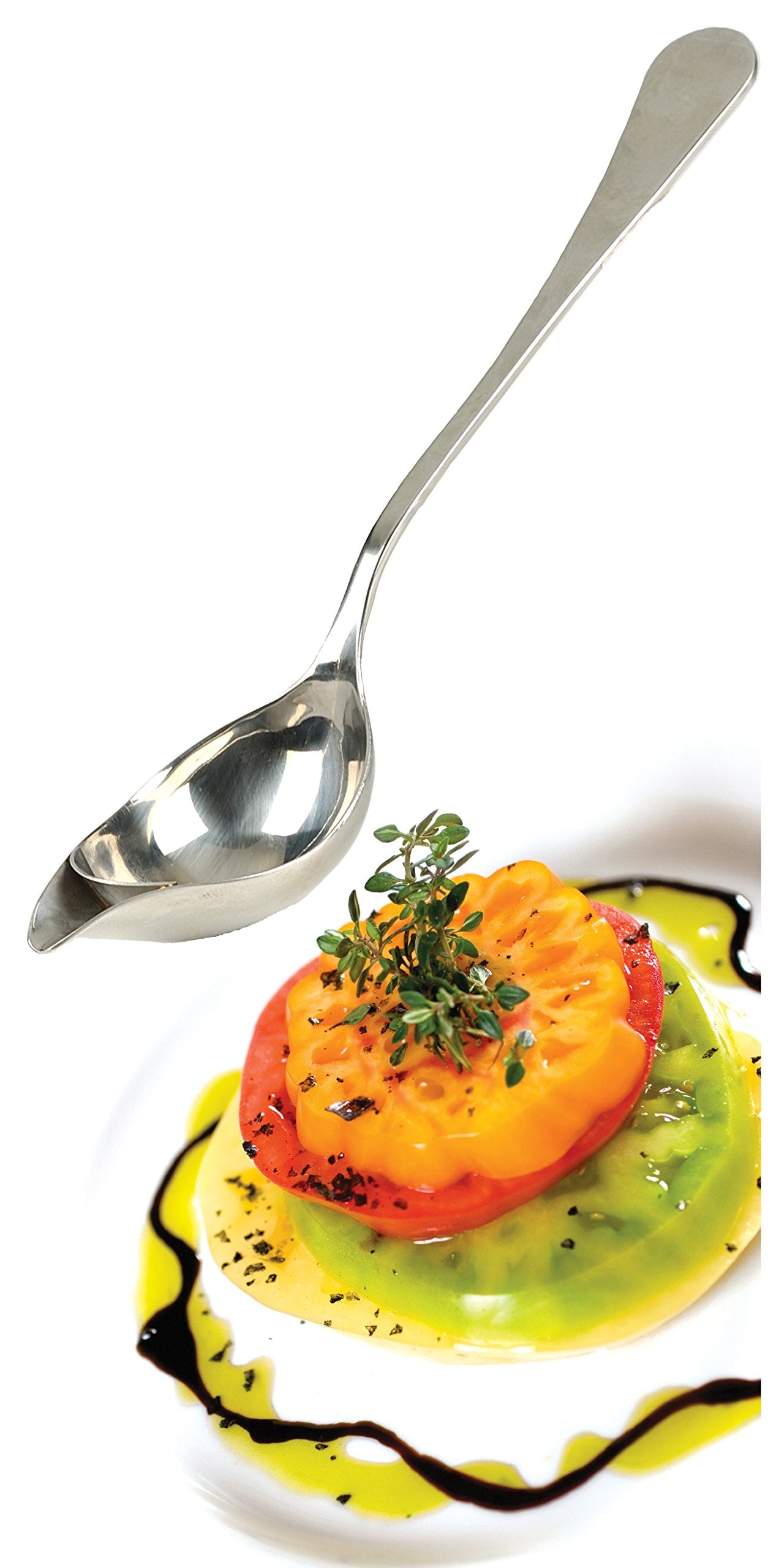 RSVP International Endurance Culinary Sauce Spoon, Mini Ladle with Gravy Pour Spout, Dishwasher Safe, 18/8 Stainless Steel, 9x1.75x2"