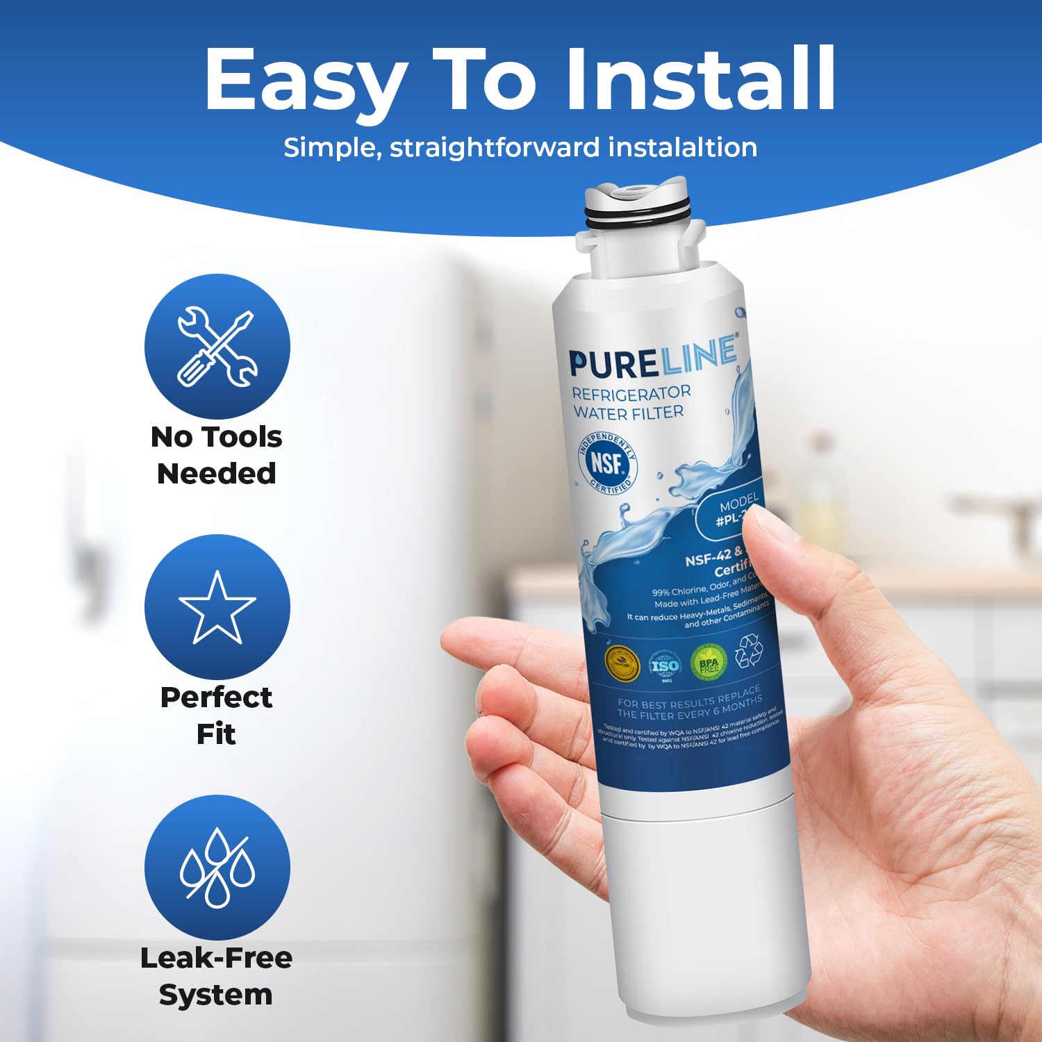Pureline DA29-00020B Samsung® Refrigerator Water Filter Replacement, Replacement for DA29-00020A/B, HAF-CIN/EXP, HAF-CIN,DA97-08006A, Kenmore® 46-9101, 469101, 9101 Refrigerator Filter (3 Pack)