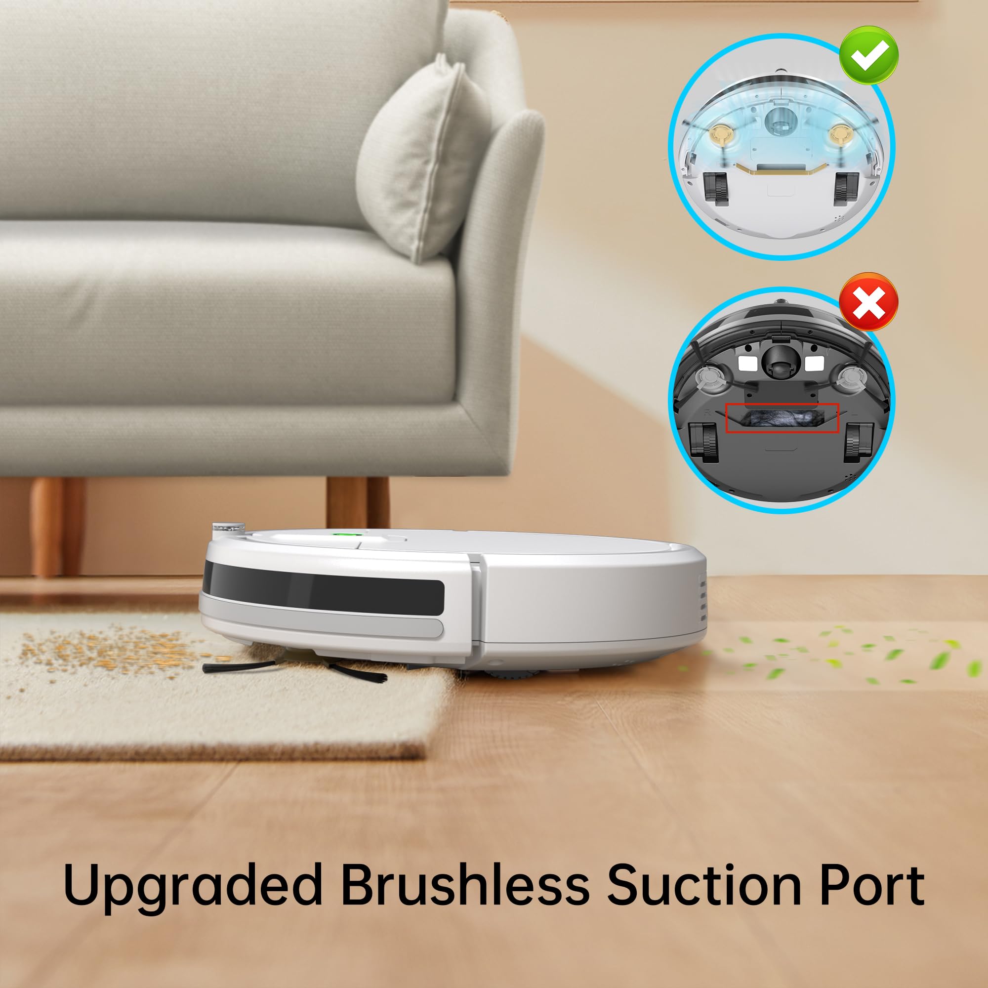 ENCHE Robot Vacuum Cleaner, 2900Pa Robot Vacuum Powerful Suction with Remote Control, Automatic Self-Charging, Long Runtime, Slim and Quiet Robotic Vacuum for Carpet and Pet Hair