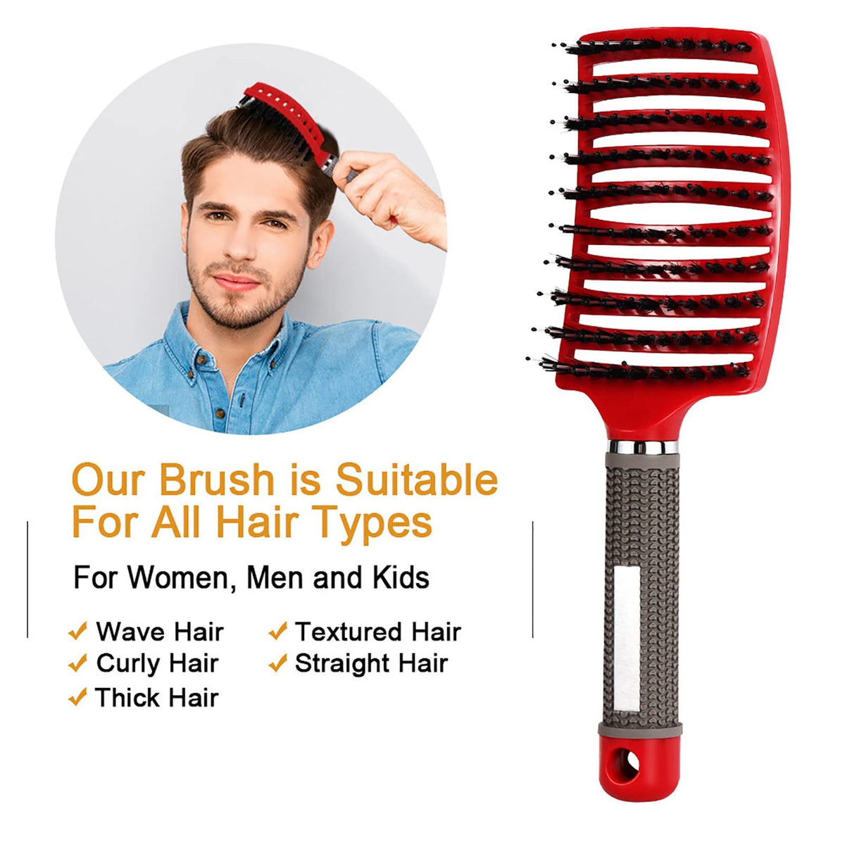 Hairstreaq Detangling Brush, Wet Dry Detangler Hair Brushes, Vented Detangling Brush, Fast Drying Styling Massage Hairbrush for Women & Kids’ Long, Thick, Thin, Curly & Tangled Hair (Pink)