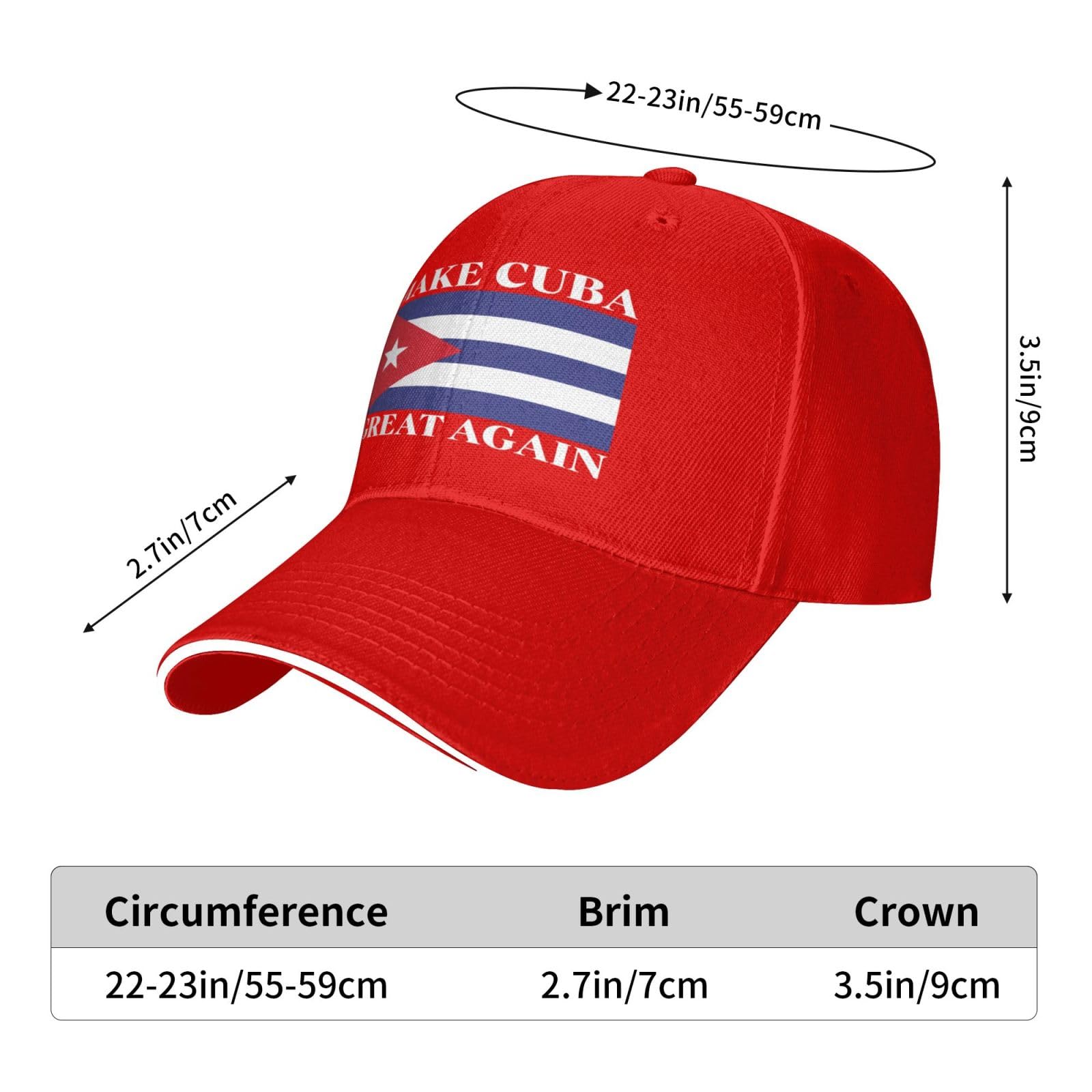 Huareicq Make Cuba Great Again Hat Cuban Flag Baseball Cap Dad Trucker Hat Red