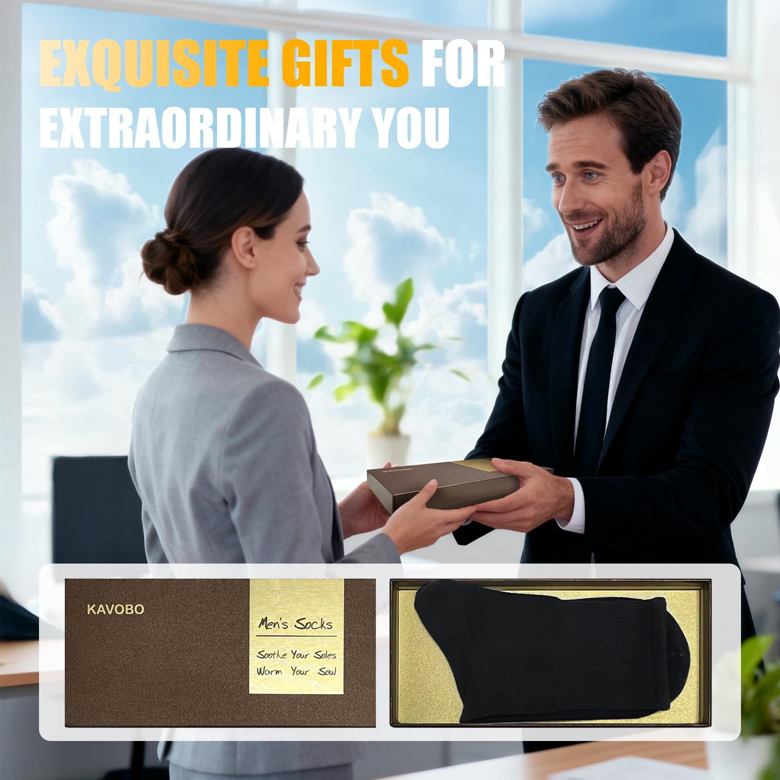 KAVOBO Men's Silver Ion Moisture Wicking Socks - Odor Control Defense Mid-Calf, Breathable Cotton Gift Pack