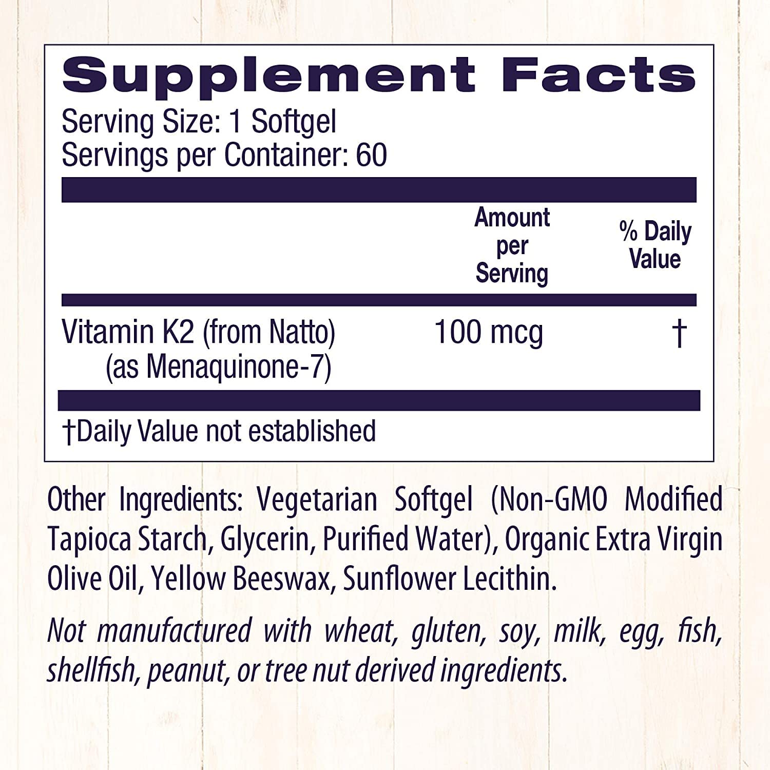 Healthy Origins Vitamin K2 as MK-7, 100 mcg - K2 Vitamins for Heart Health, Bone Health & Calcium Metabolism - Gluten-Free Supplements - 60 Veggie Softgels