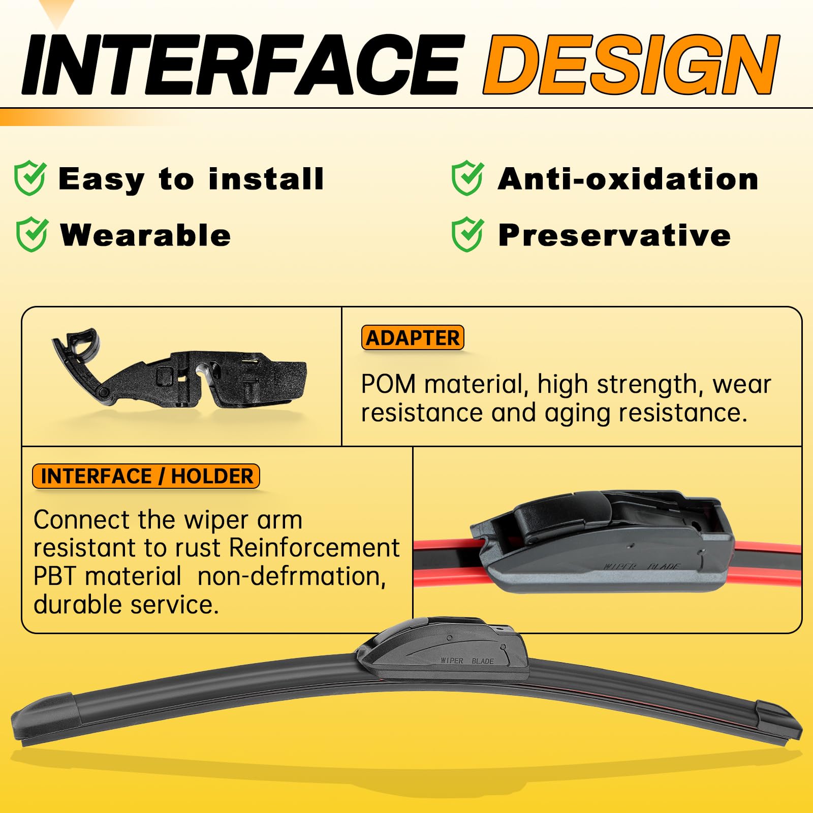 AUTOBOO 22" and 22" Windshield Wipers Blades (Pack Of 2),OEM Quality Premium All-Seasons Wiper blades,Stable and Quiet Armor wiper blades