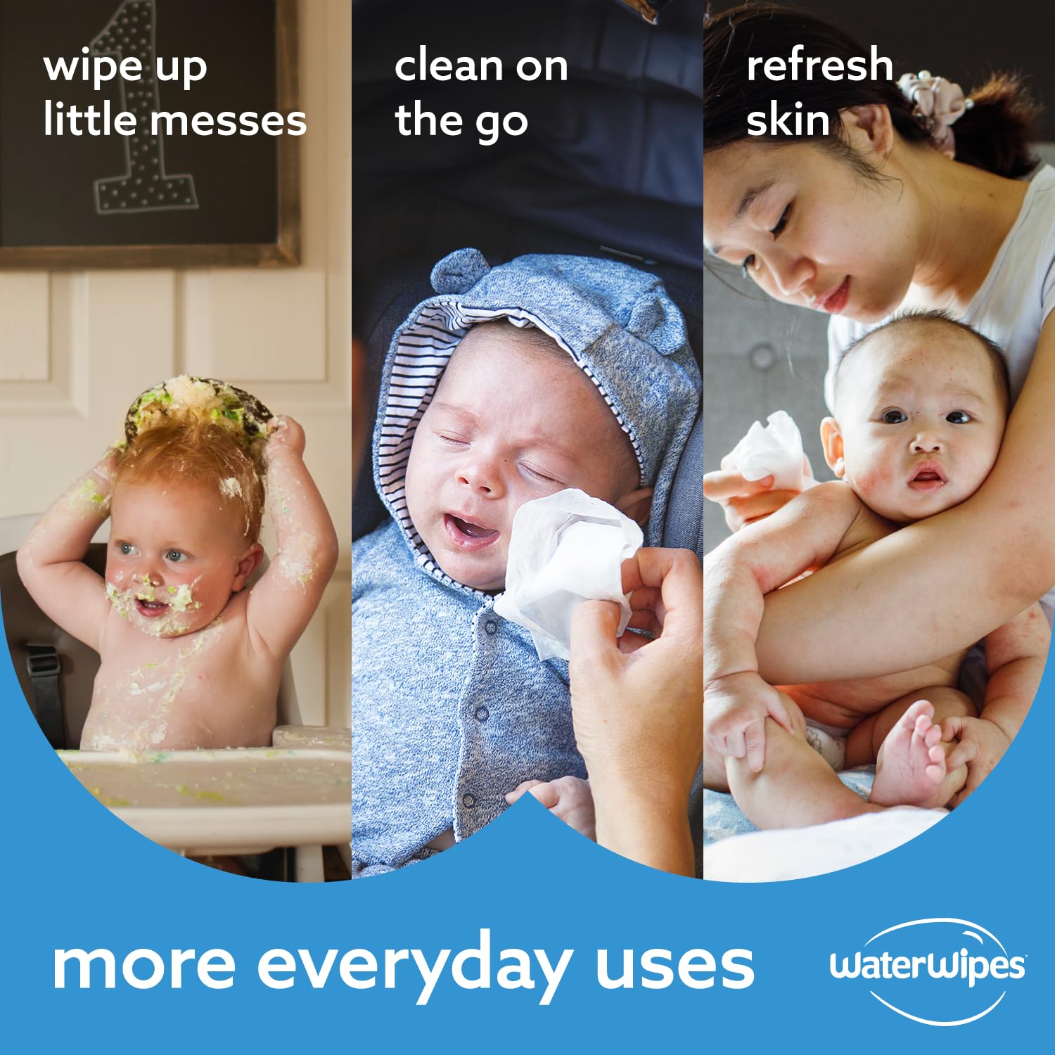 WaterWipes Plastic-Free Original Baby Wipes, 99.9% Water Based Wipes, Unscented & Hypoallergenic for Sensitive Skin, 300 Count (5 packs)
