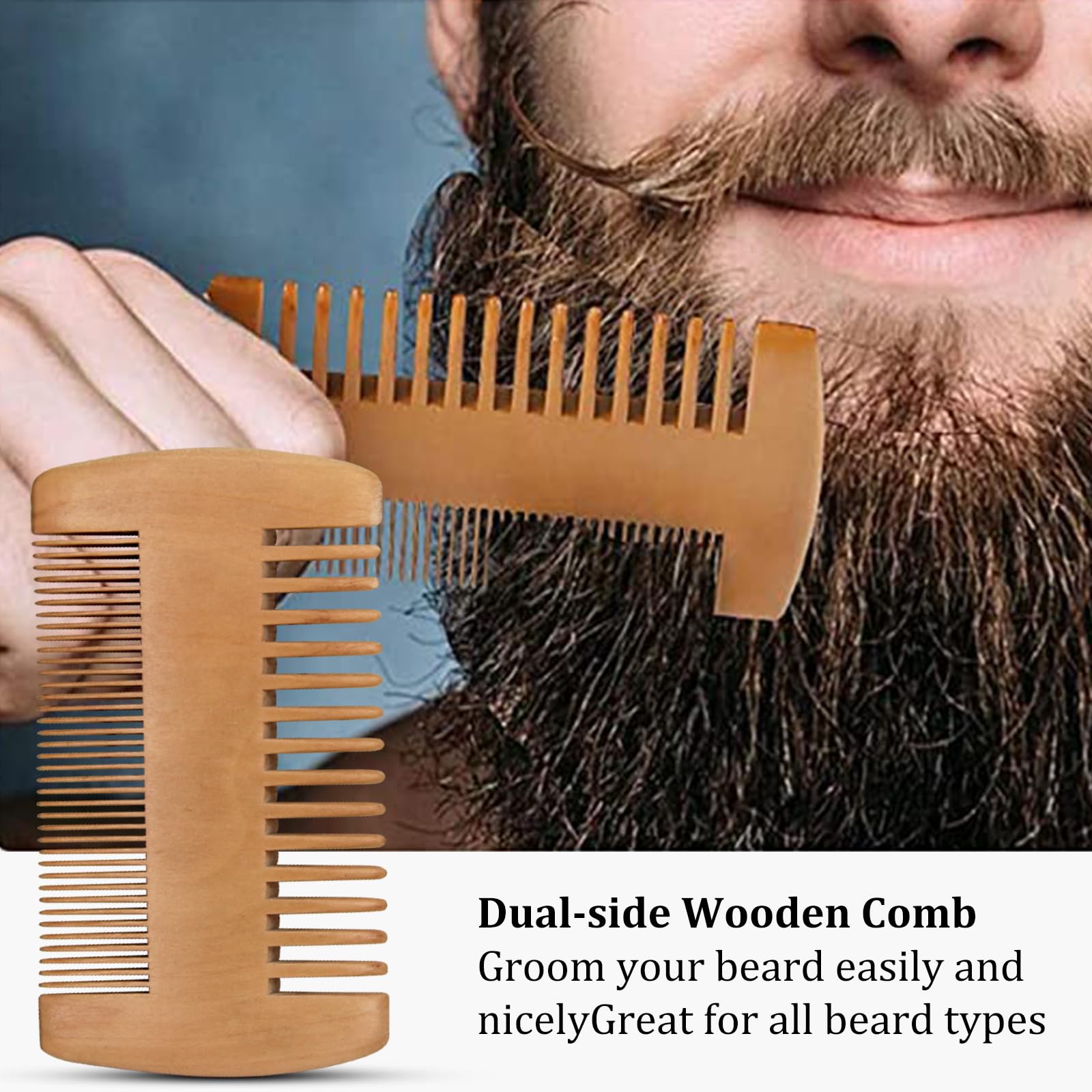 RAFFIN Beard Growth Kit for Men with Beard Growth Oil, Balm, Comb, Massager for Spot/Patchy Facial Hair, Achieve Fuller, Thicker & Healthier Beards, Gifts for Him Boyfriend Husband Dad