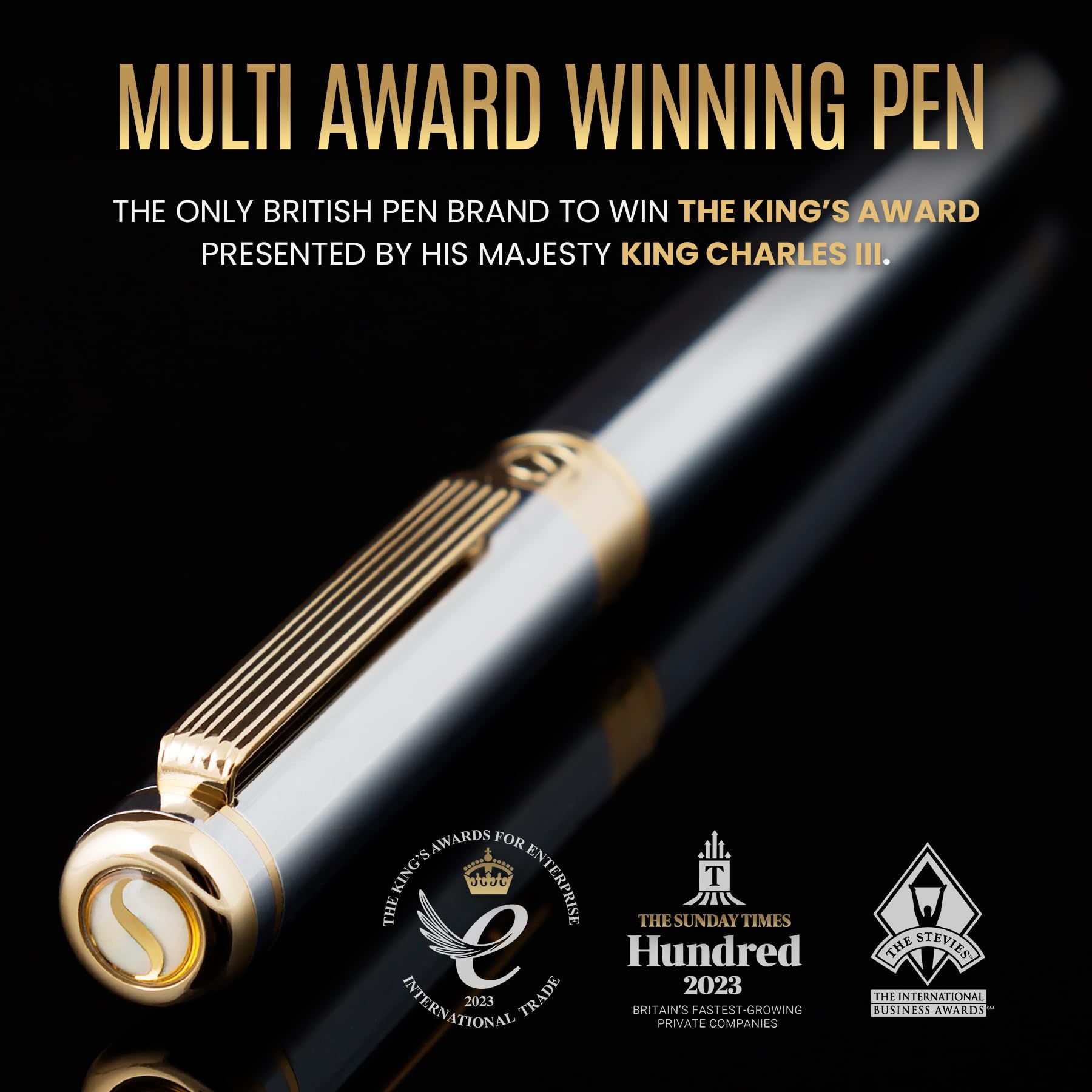 Scriveiner Silver Chrome Rollerball Pen - Stunning Luxury Pen with 24K Gold Finish, Schmidt Ink Refill, Best Roller Ball Pen Gift Set for Men & Women, Professional, Executive Office, Nice, Fancy Pens