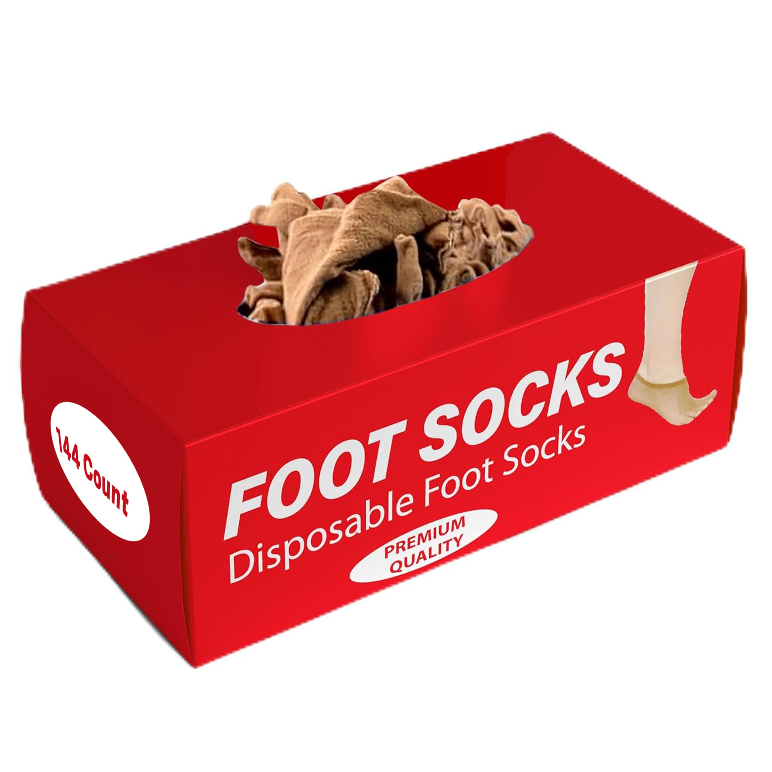 Leather Hero Disposable Try On Socks - Tan Footies for Women, 72 Pairs/144 Pieces
