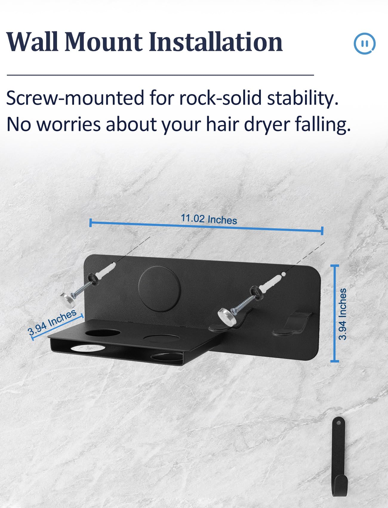 dysolve Hair Dryer Holder Wall Mount for Dyson Supersonic Airwrap Hair Dryer, Metal Blow Dryer Stand Attachments Storage for Bathroom and Salon, Black