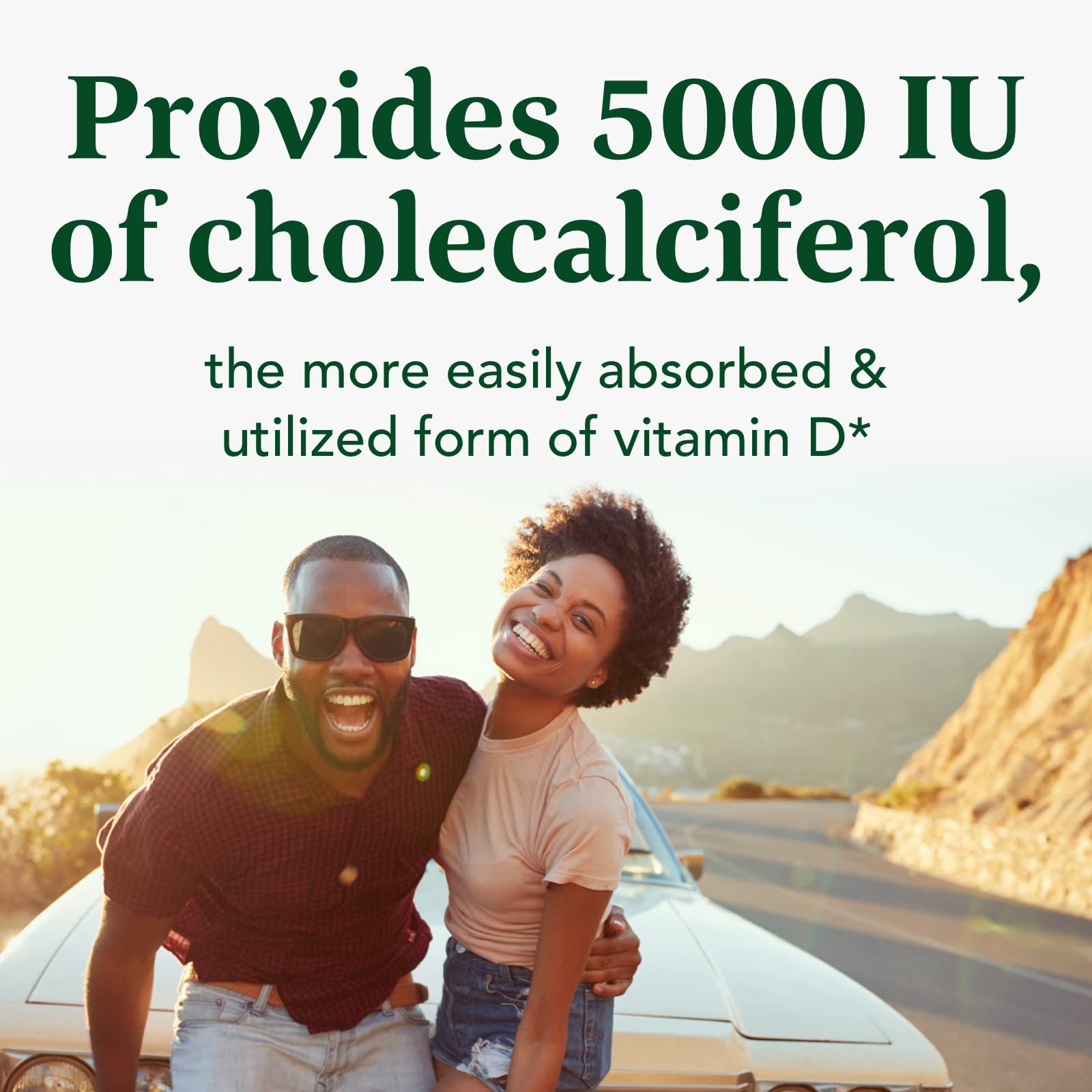 MegaFood Vitamin D3 5000 IU (125 mcg) - Vegetarian Vitamin D Supplements with Vitamin D3 K2, Supports Bones, Teeth, Muscles & Immune Health, Certified Non-GMO - 60 Mini Capsules, 60 Servings