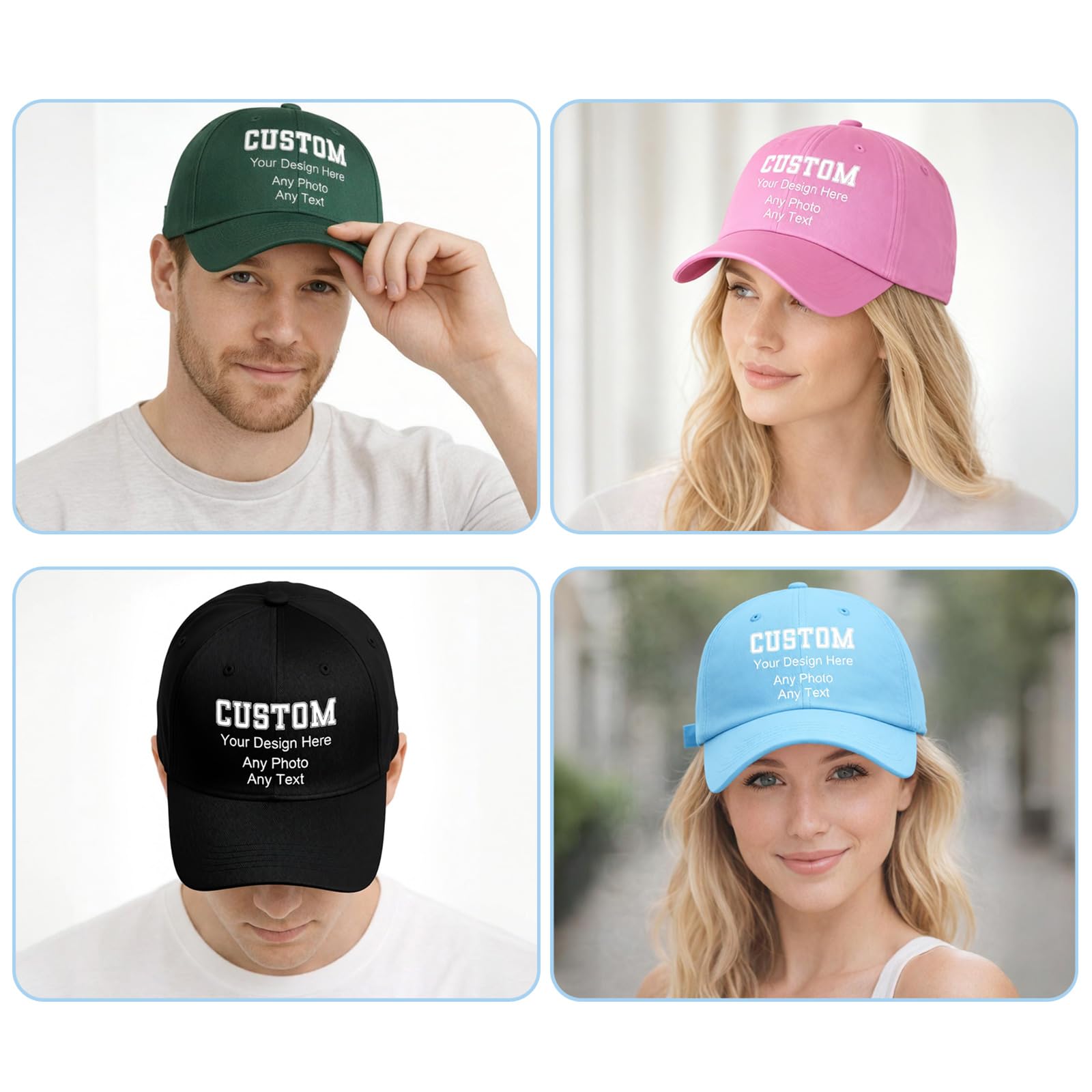 Custom Baseball Cap for Men Women - Personalized Trucker Hat, Design Your Own Logo & Text, Adjustable Sun Hat for Gifts (Black)