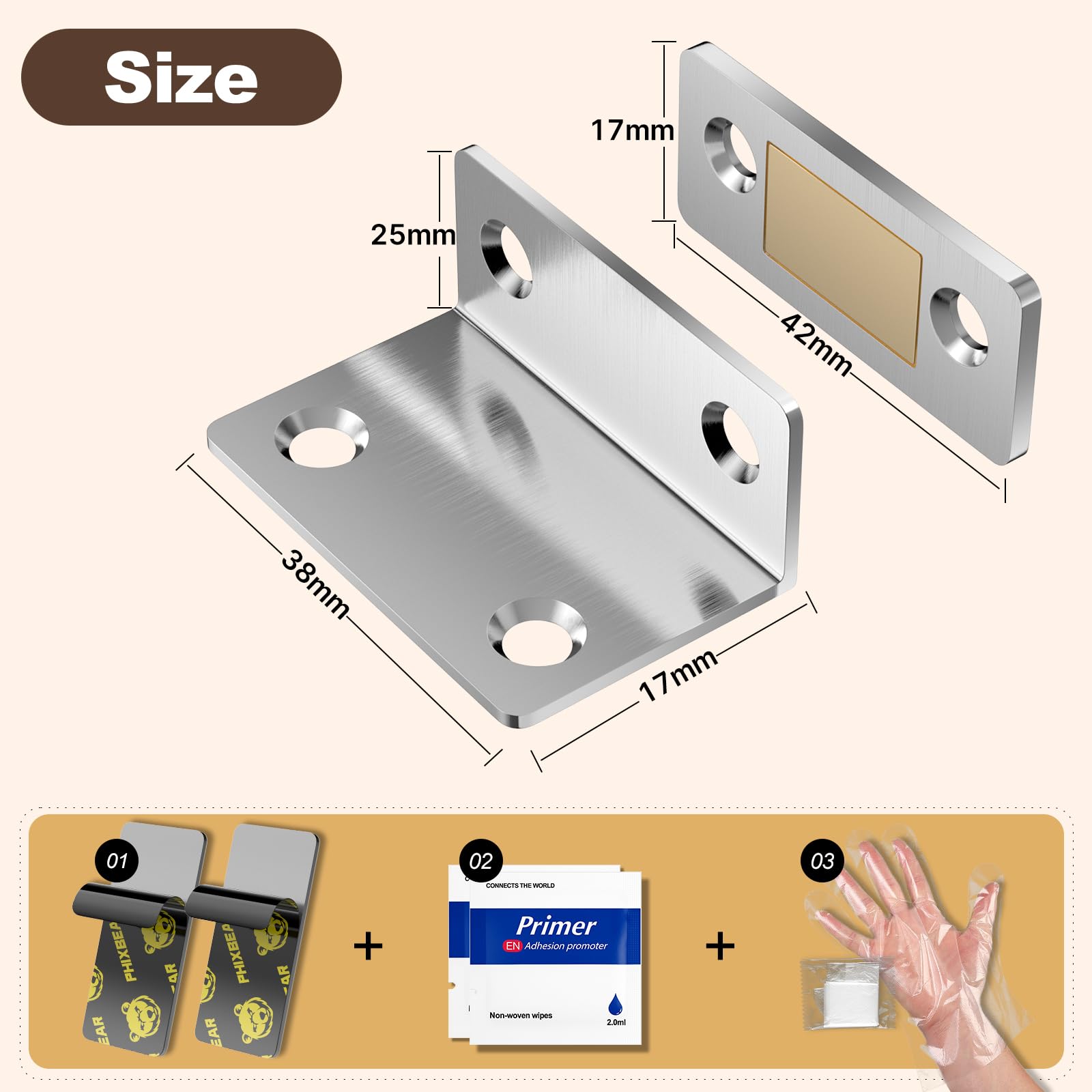 PHIXBEAR Strong Invisible Magnetic Cabinet Door Catch with Pro+ Adhesive, 6 Sets L-Shaped Pro Adhesive Magnets, Easy Install for Kitchen & Closet