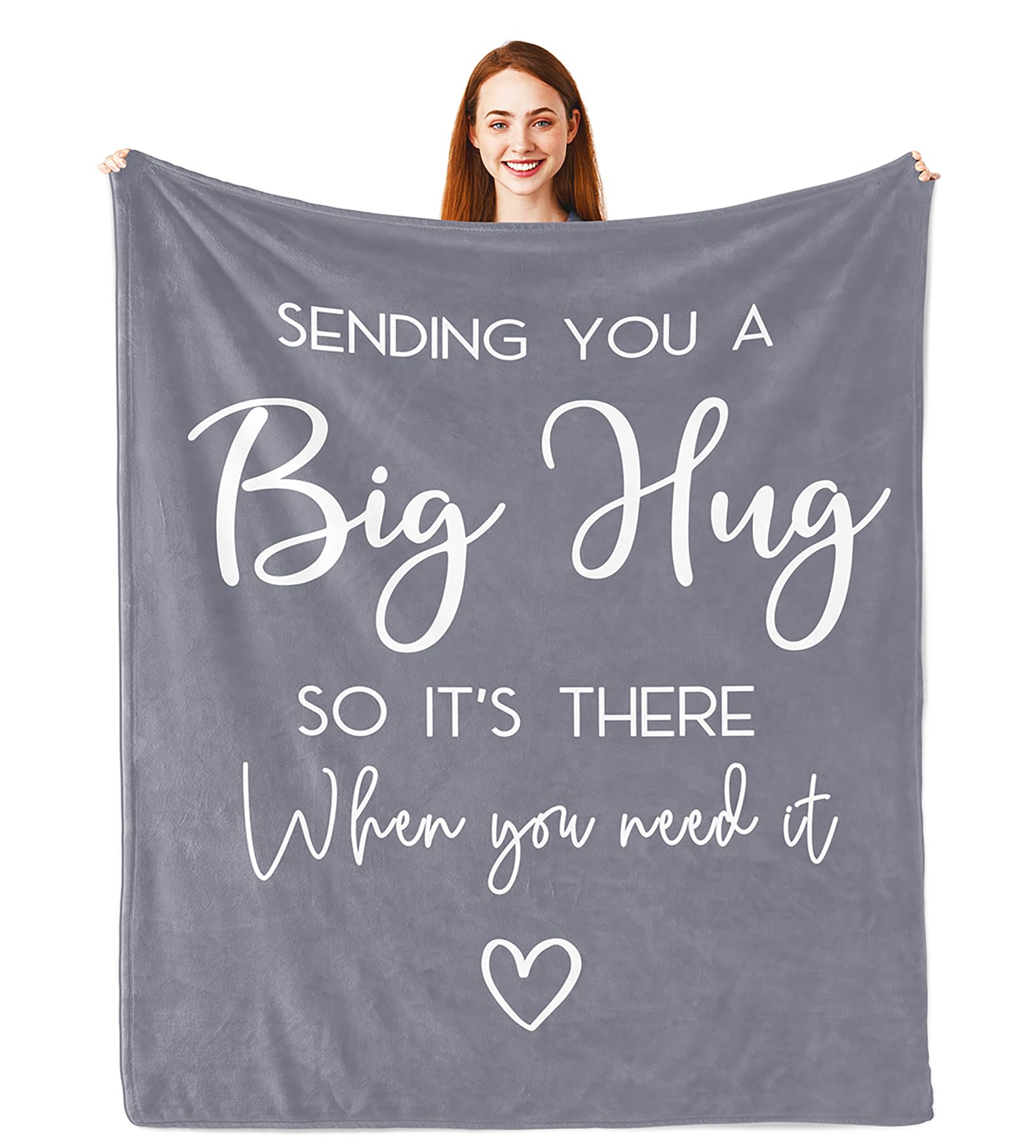 Pubrave Get Well Gifts for Women/Men, Birthday/Inspirational/Sympathy/Thinking of You Gifts for Women/Men/Daughter/Son/Mom/Dad,Feel Better Healing Blanket Grey 60x50in