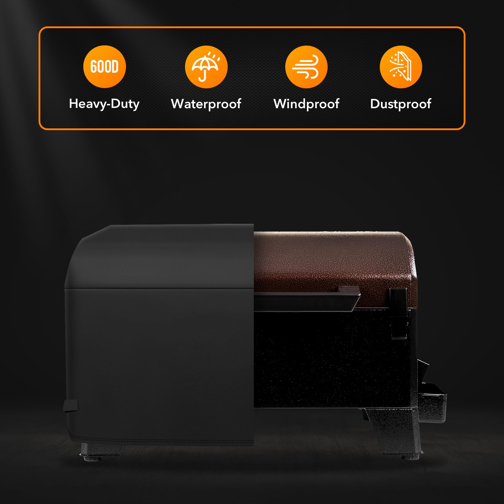 Heavy Duty 600D Polyester Cover Compatible with Pit Boss Portable Table Top Pellet Grill 10697 and PB150PPG fits Cuisinart CGG-306, Royal Gourmet 24’’ Tabletop Griddle PD1301R/ PD1301S Grills