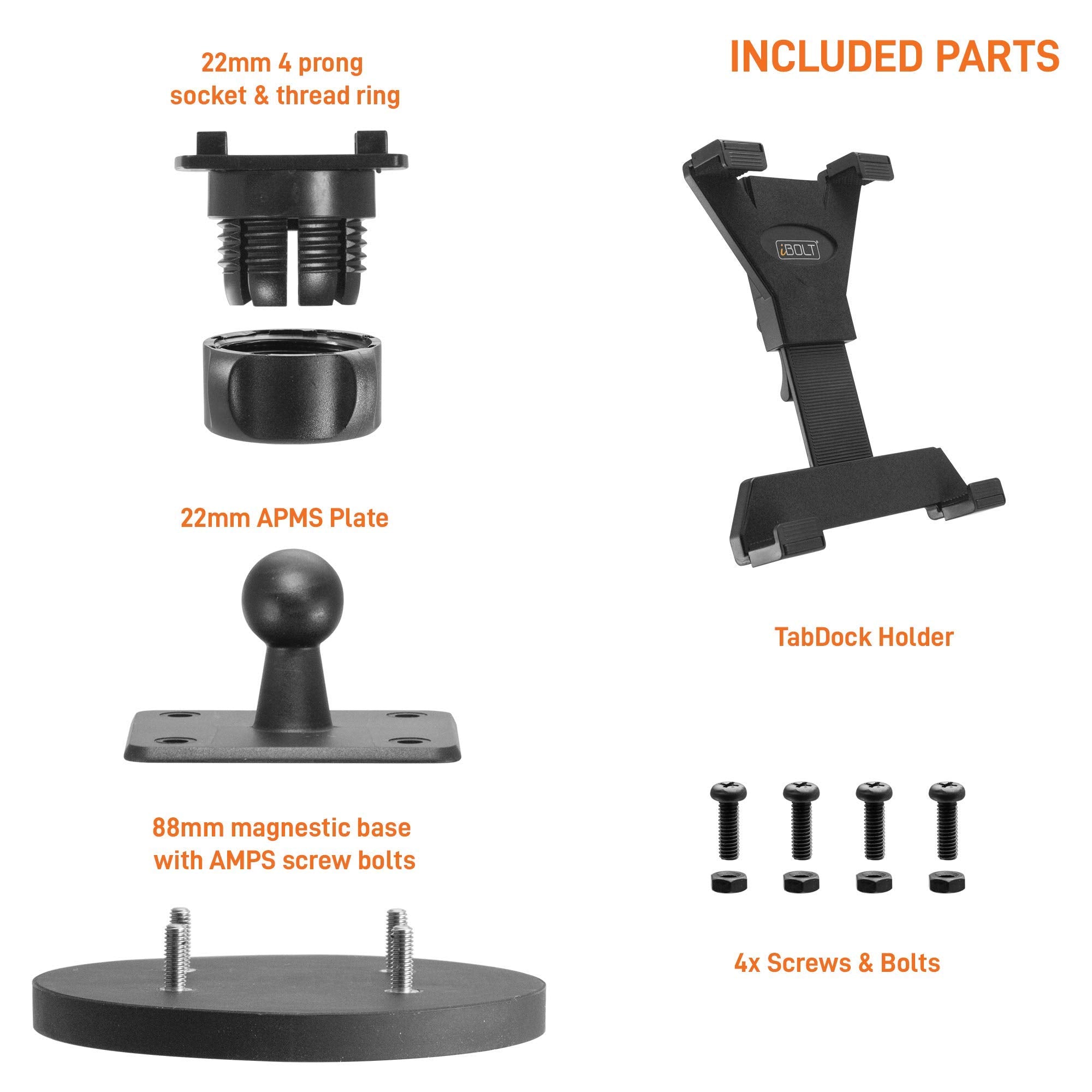 iBOLT TabDock MagDock- Heavy Duty Magnetic Mount for All 7-11 inch Tablets- Great for fridges, Restaurants, Automotive, Workout Equipment, or Any Magnetic Metal Surface