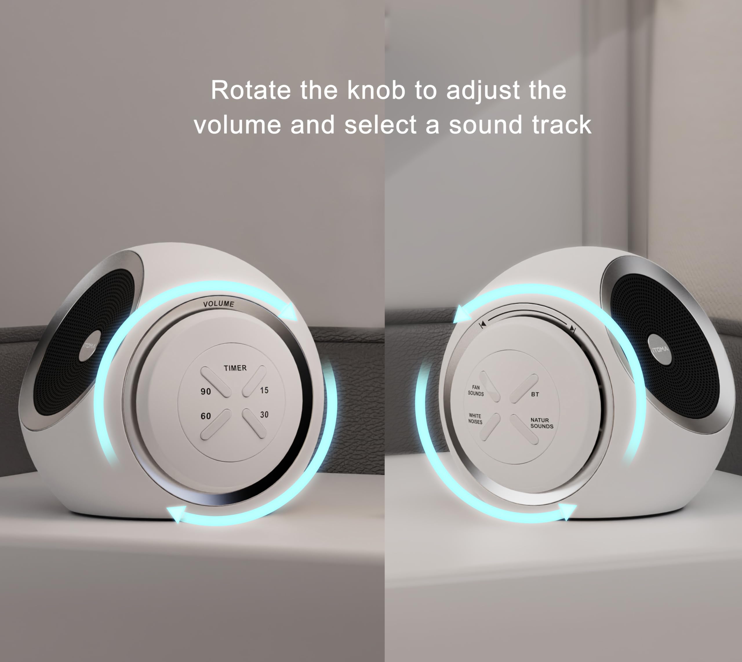 White Noise Machine, 30 Soothing Sounds Options Including Fan, Nature & White Noise, Sleep Timer, Bluetooth, Adjustable Volume, Sleep Sound Machine for Adults iTOMA 318