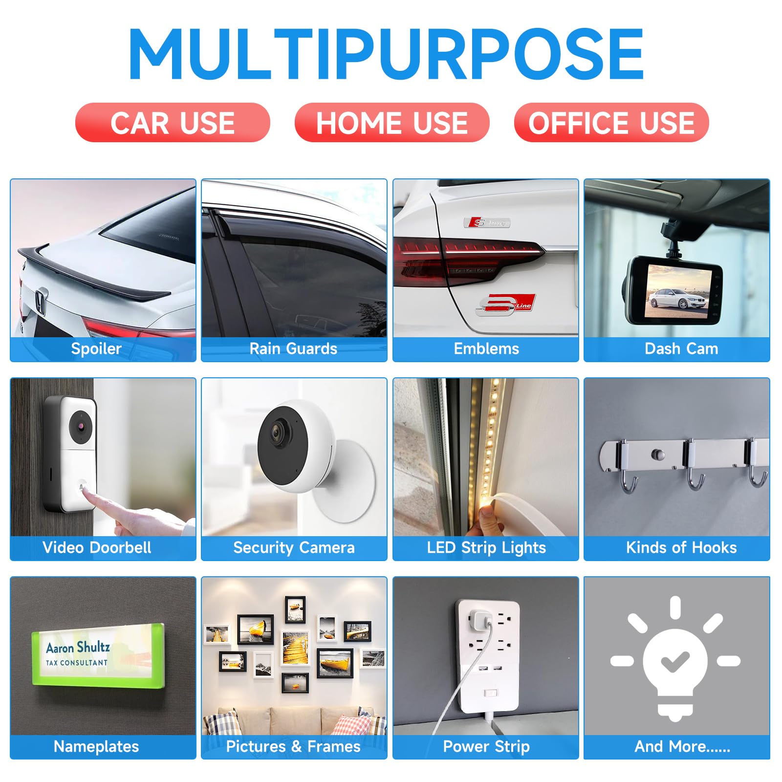 PHIXBEAR Double Sided Tape Heavy Duty 0.6mm, Made of 3M, Strong Foam Adhesive Mounting Tape, Waterproof and High Temp Resistant, Ideal for Home Decor, Car Accessories, Spoilers 1.18 in X 10 FT