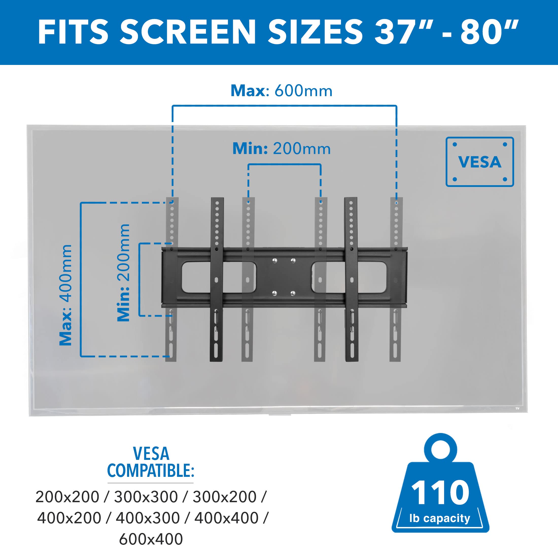 Mount-It! Outdoor TV Mount Weatherproof, Anti-Rust Anti-Corrosion Outside TV Bracket for Patio, Gazebo and Exterior, Fits 37-80", Heavy Duty Dual Full Motion Arms, VESA Up to 600x400mm, 110 Lbs Limit